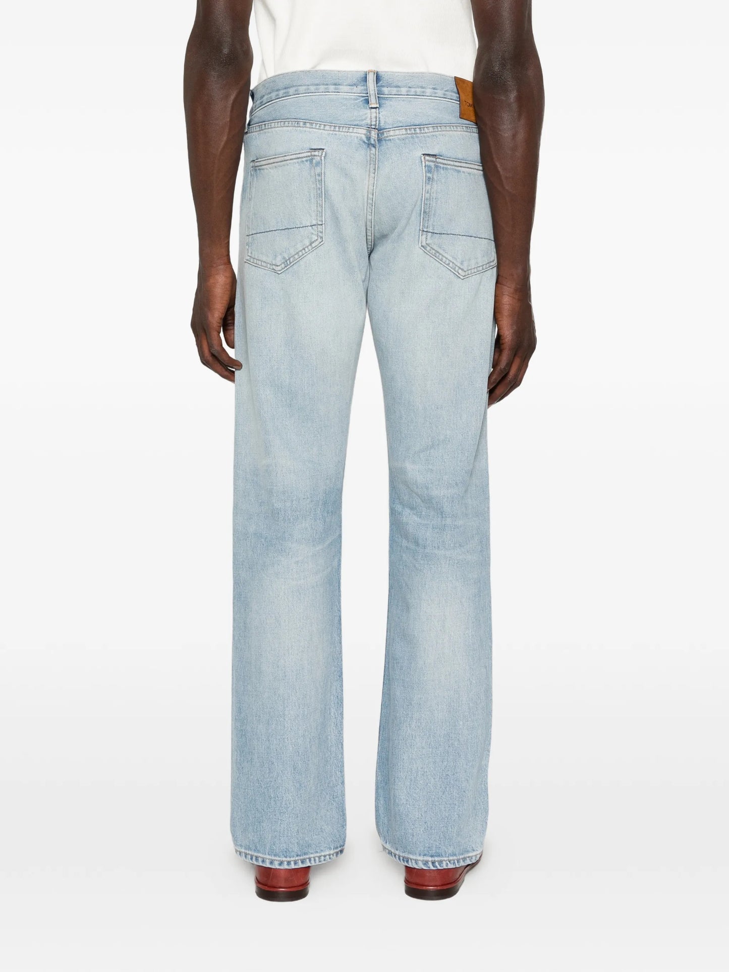 faded straight-leg jeans