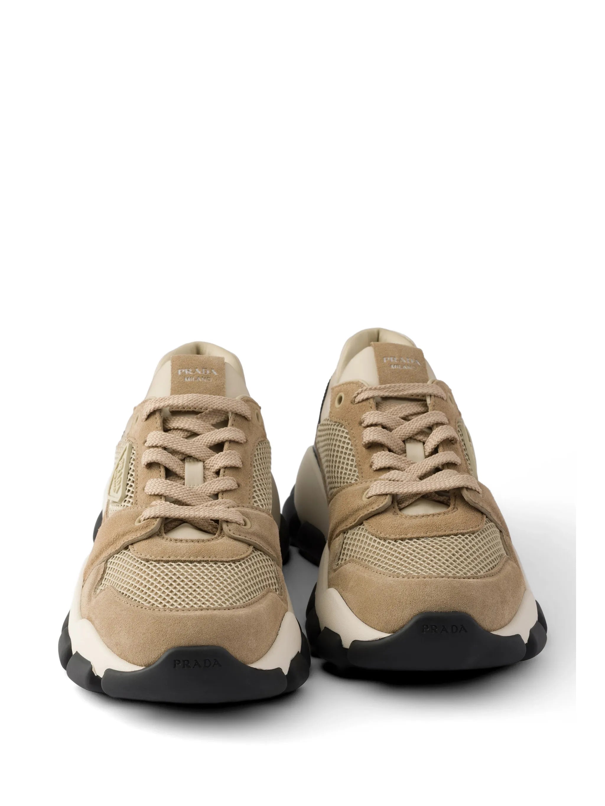 mesh fabric and suede sneakers