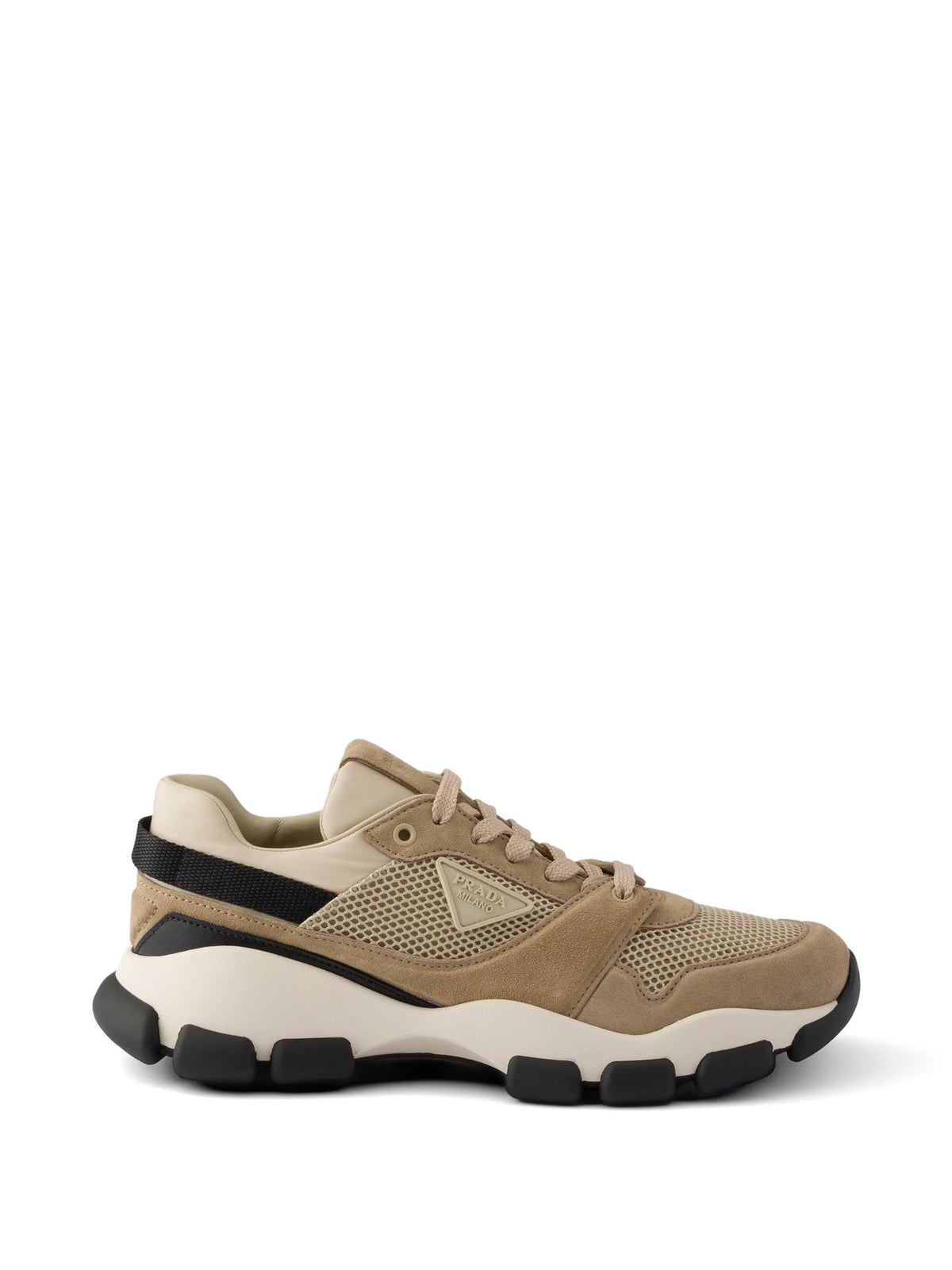 mesh fabric and suede sneakers