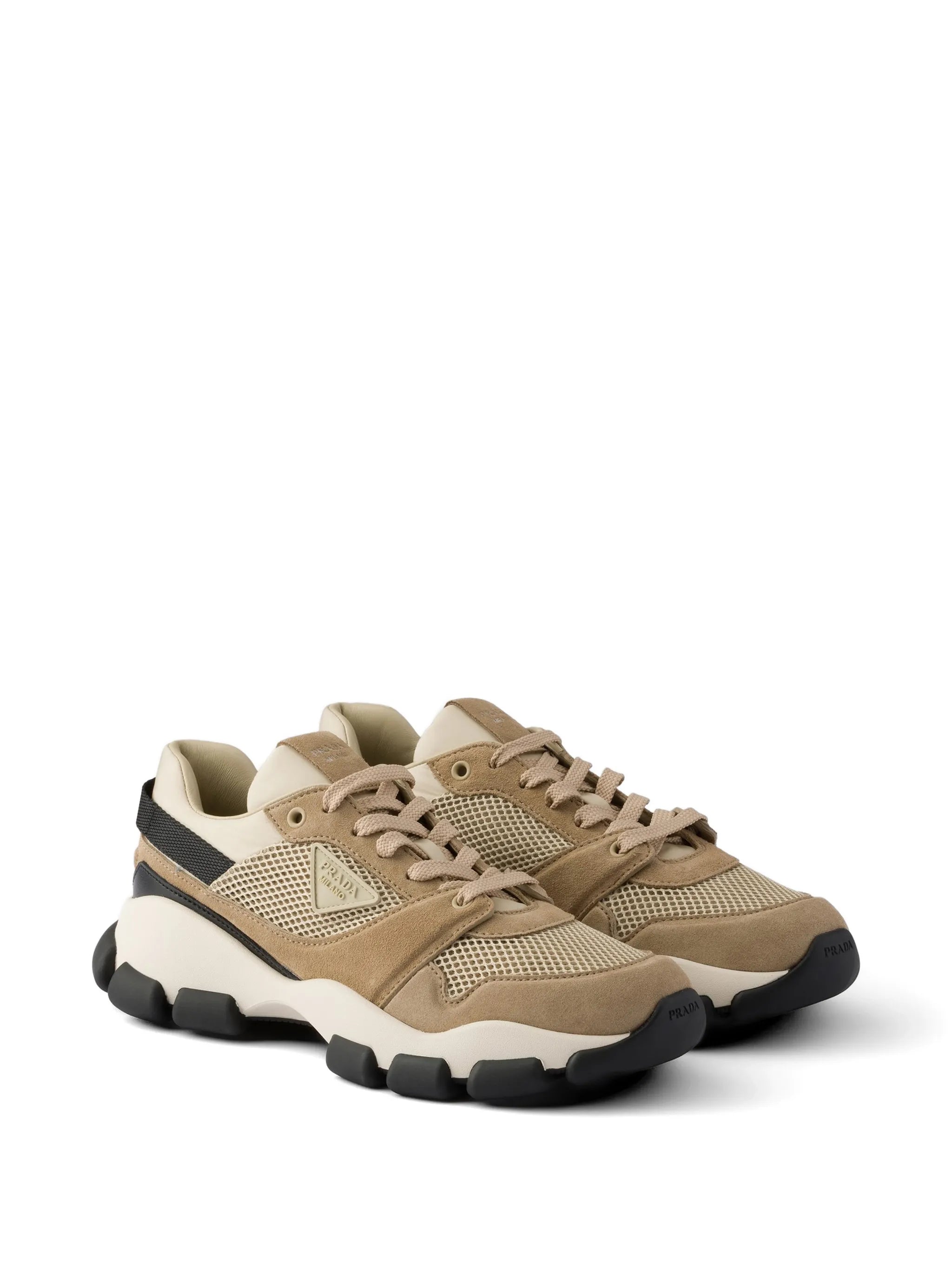 mesh fabric and suede sneakers