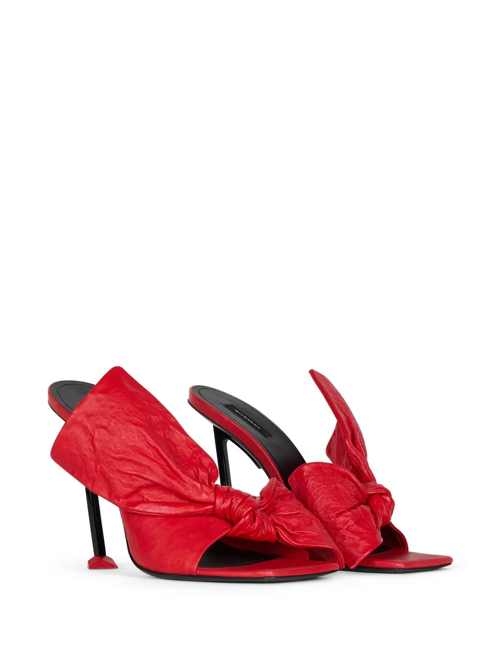 Boudoir heeled mules in nappa leather with bow