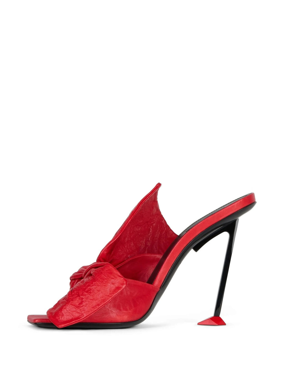 Boudoir heeled mules in nappa leather with bow