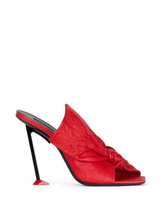 Boudoir heeled mules in nappa leather with bow