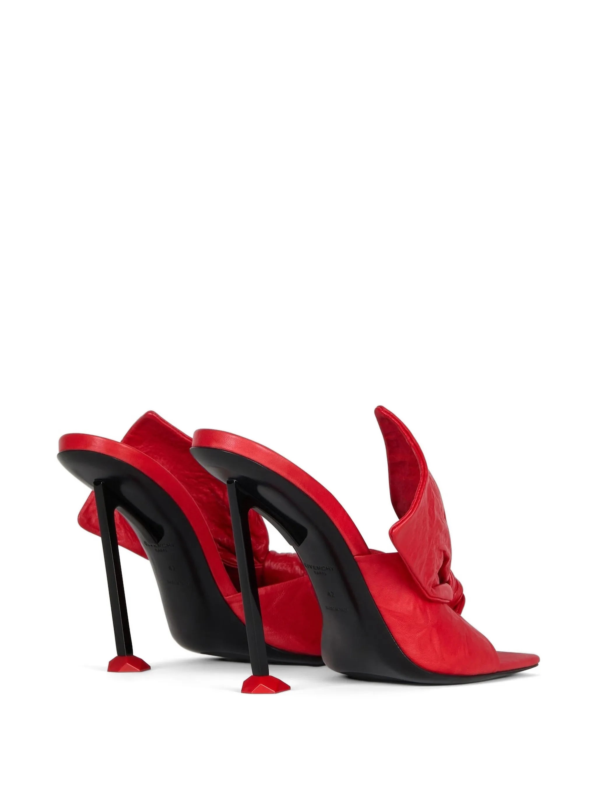 Boudoir heeled mules in nappa leather with bow