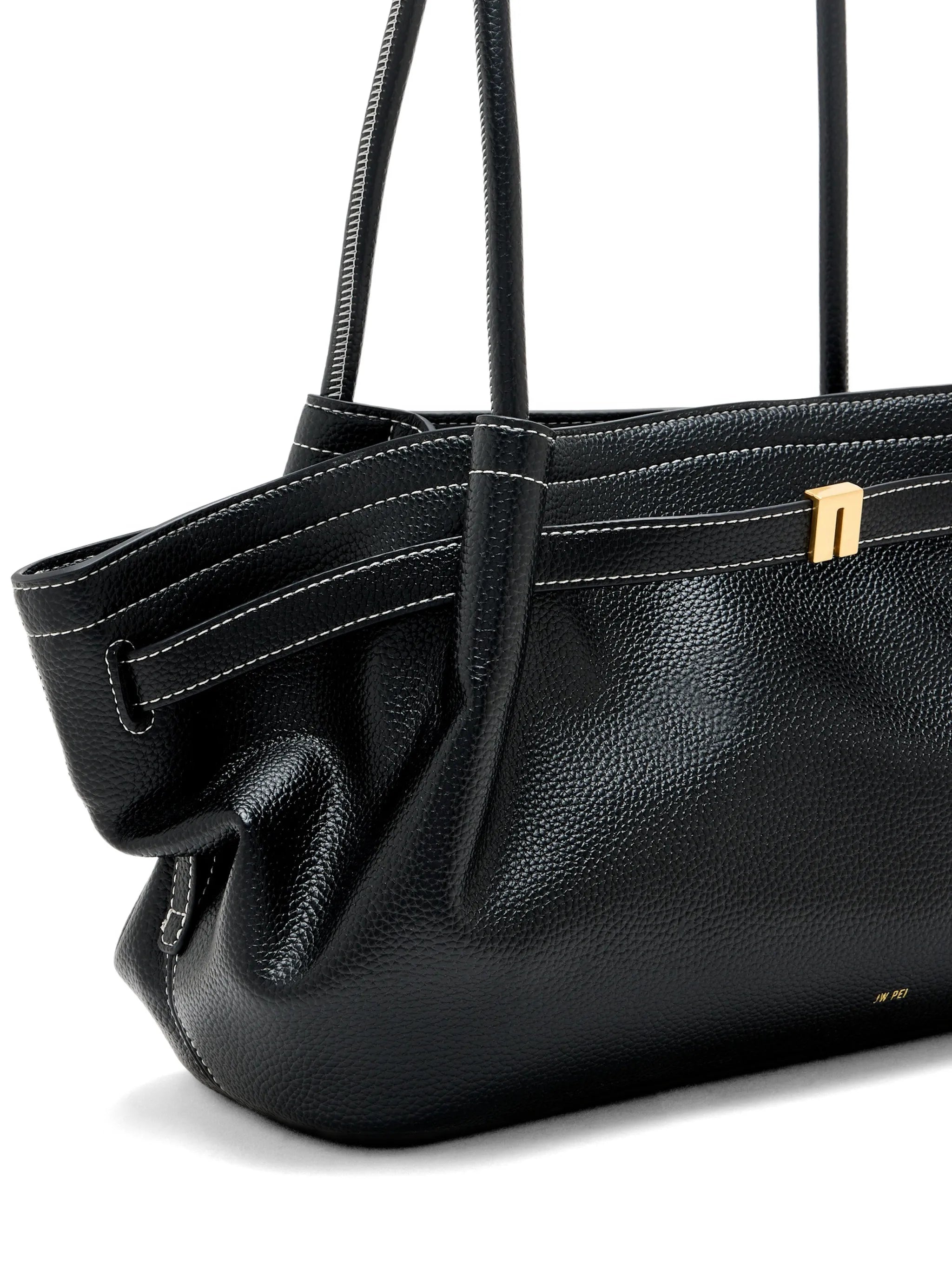 contrast-stitch tote bag