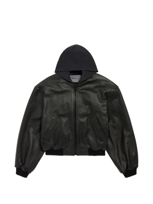 Salon de Couture leather bomber jacket