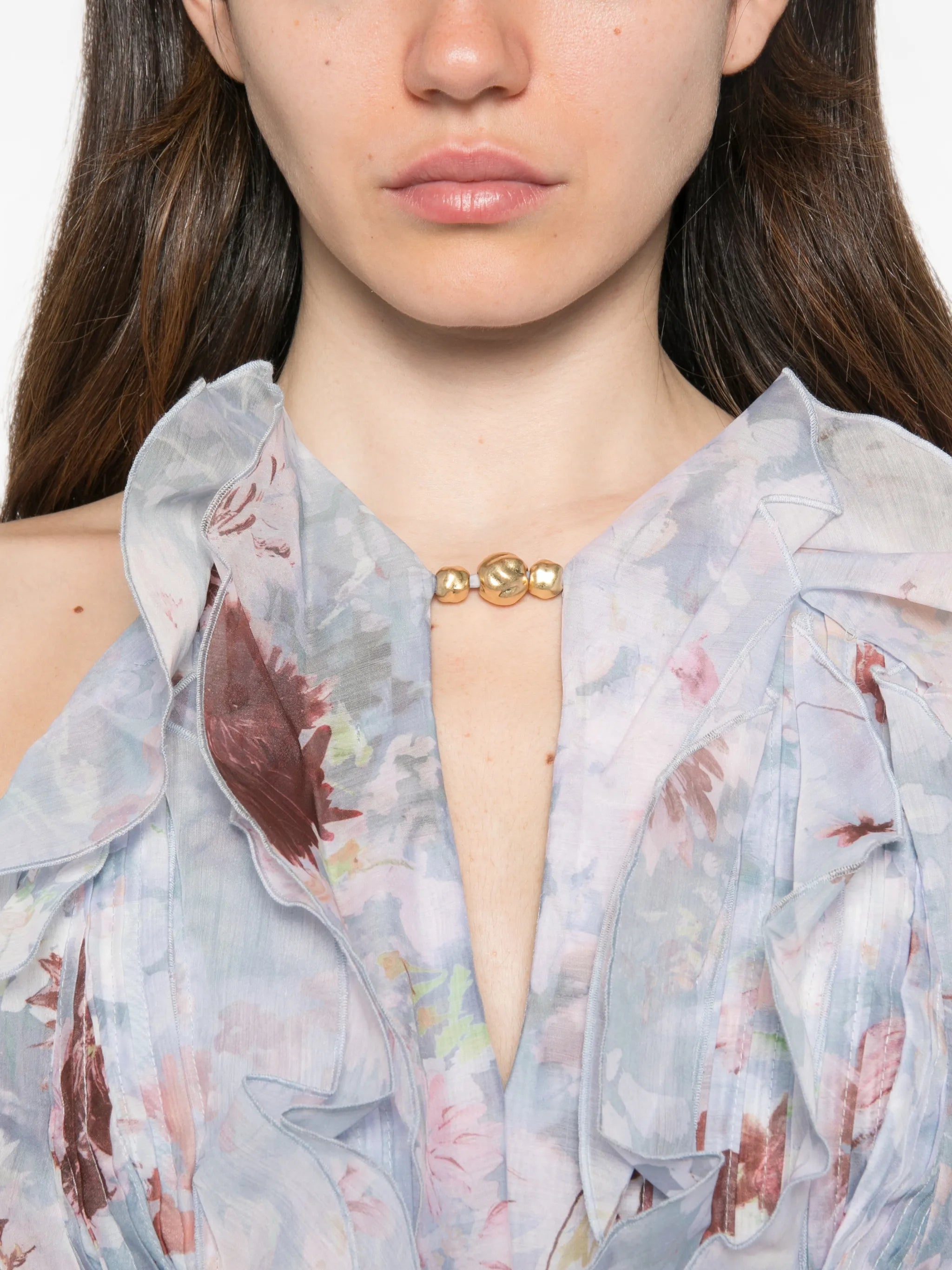 Cleo ruffled floral-print top