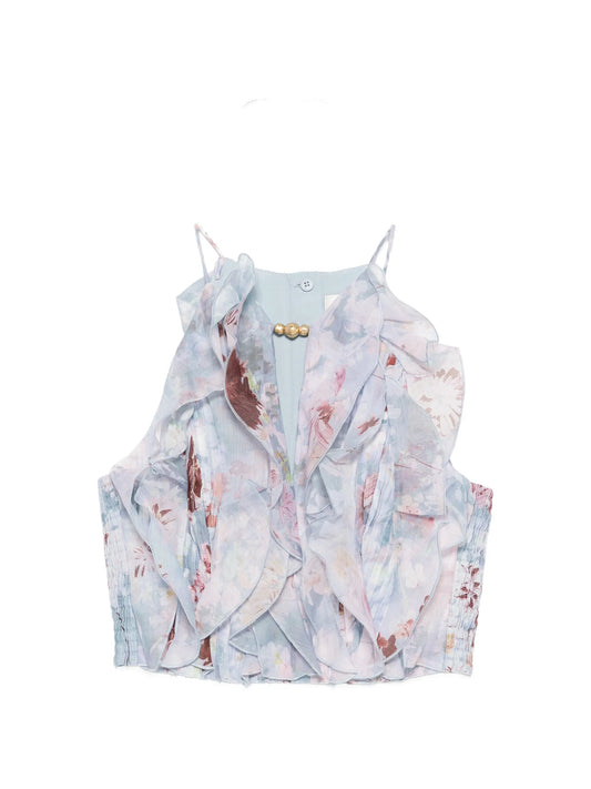 Cleo ruffled floral-print top