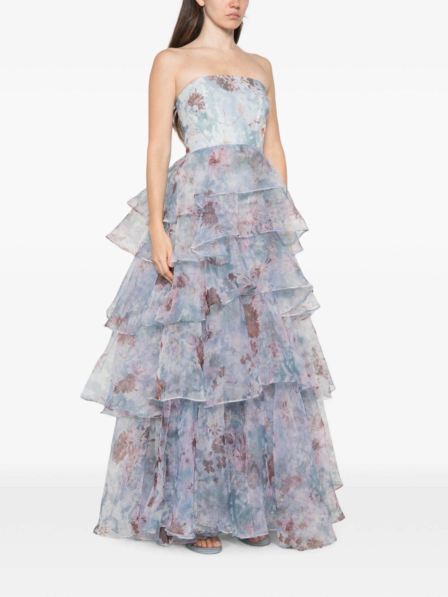 Gabriella tiered floral-print gown maxi dress