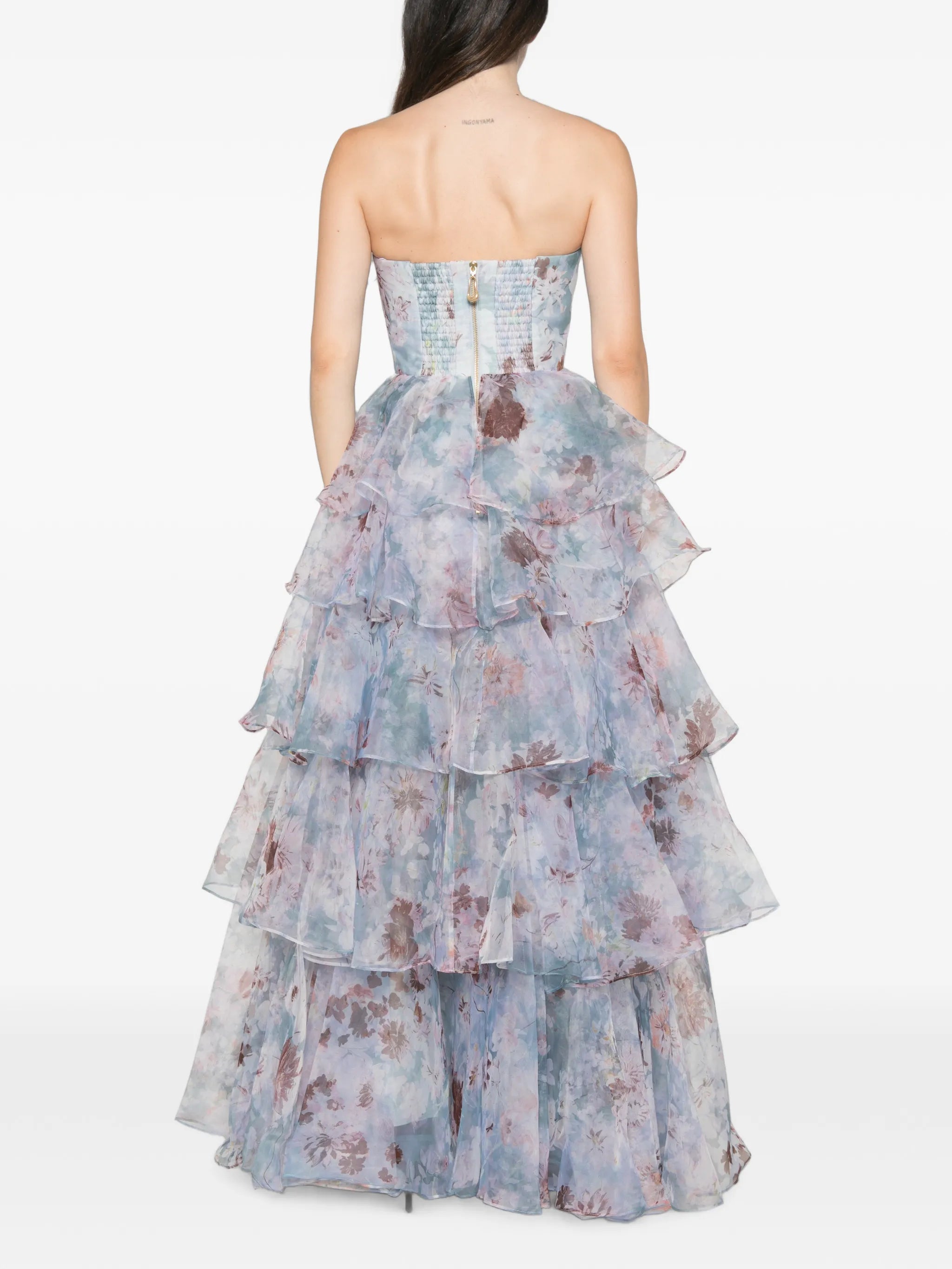 Gabriella tiered floral-print gown maxi dress