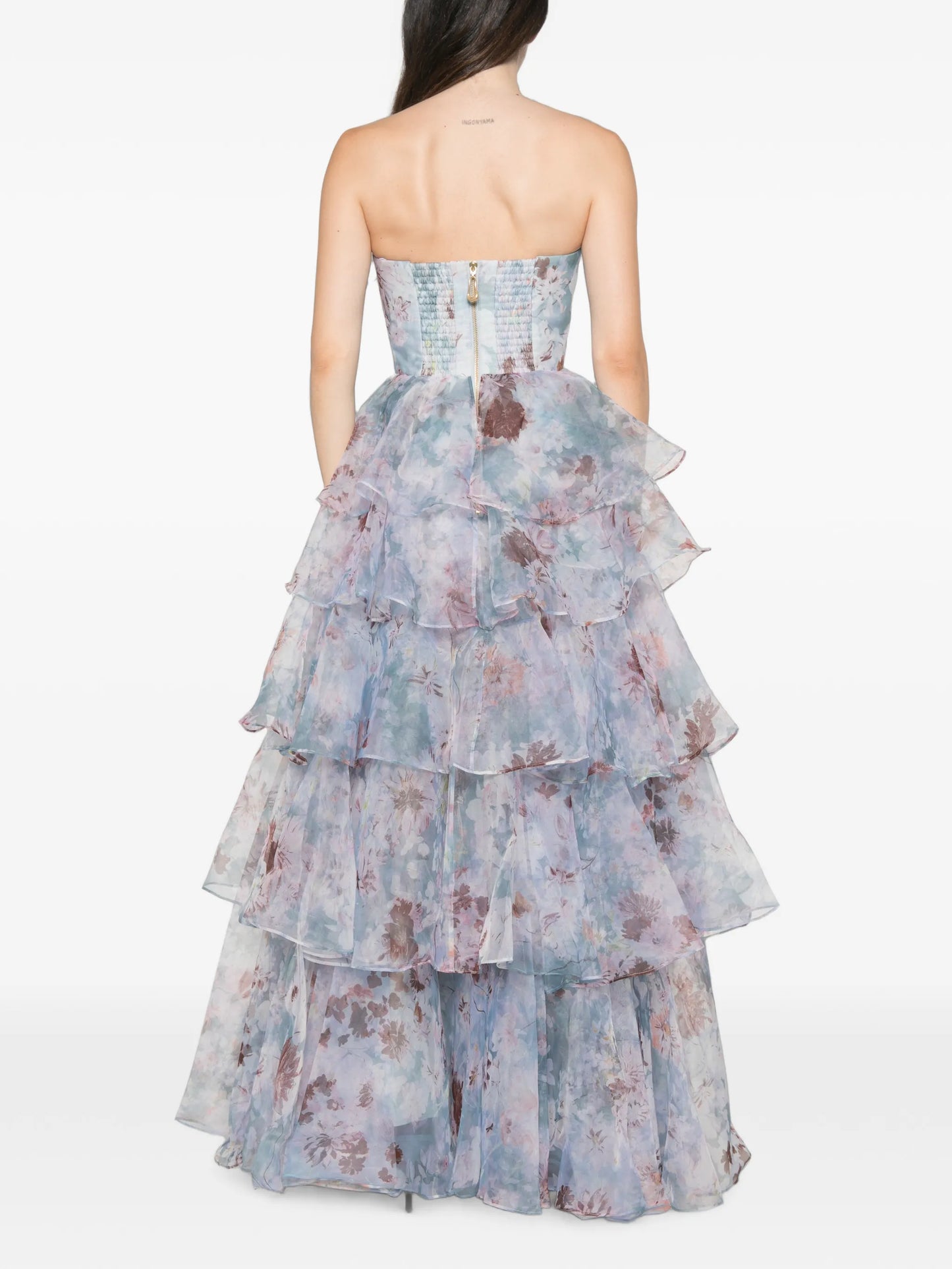 Gabriella tiered floral-print gown maxi dress