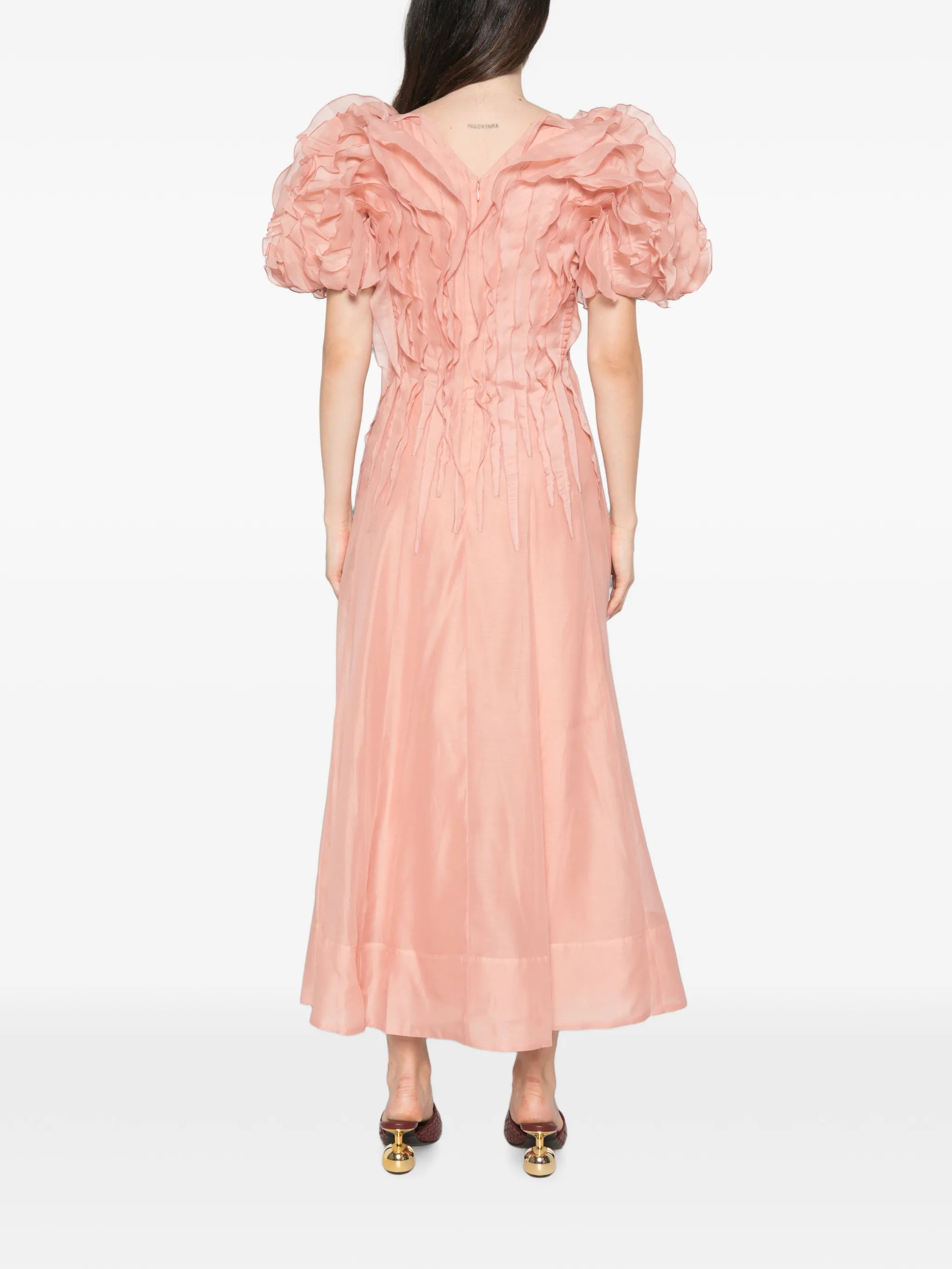ruffled puff-sleeve dress