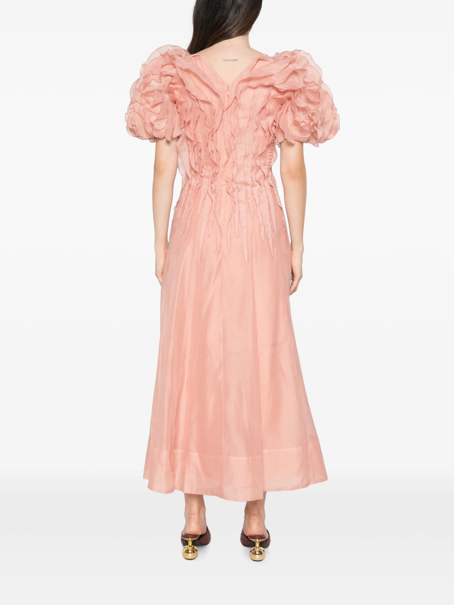 ruffled puff-sleeve dress