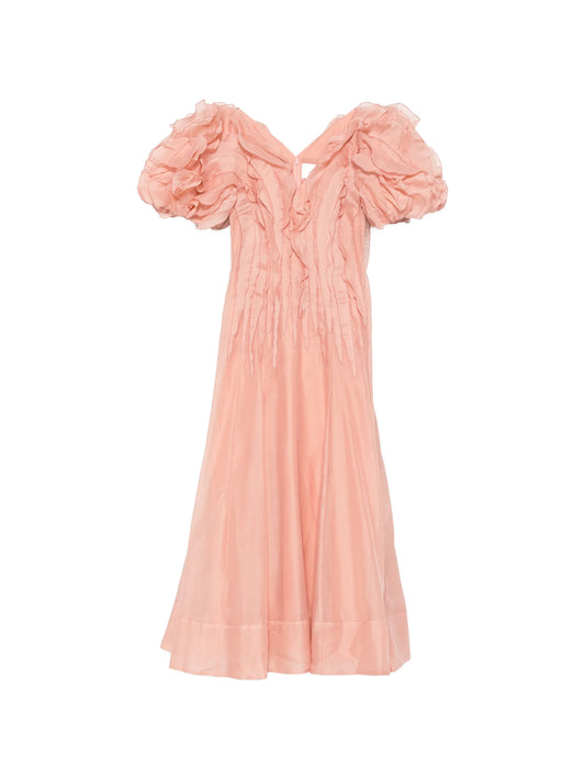 ruffled puff-sleeve dress
