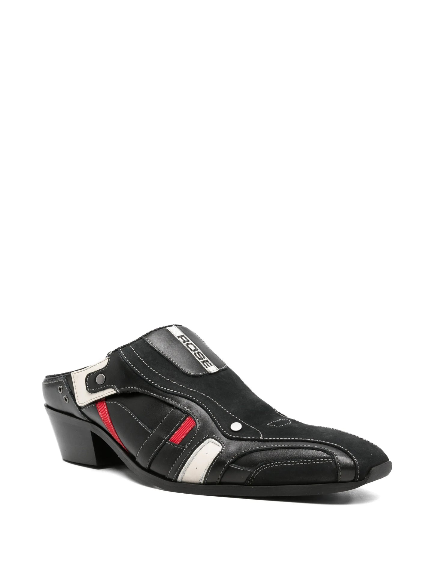 panelled leather mules