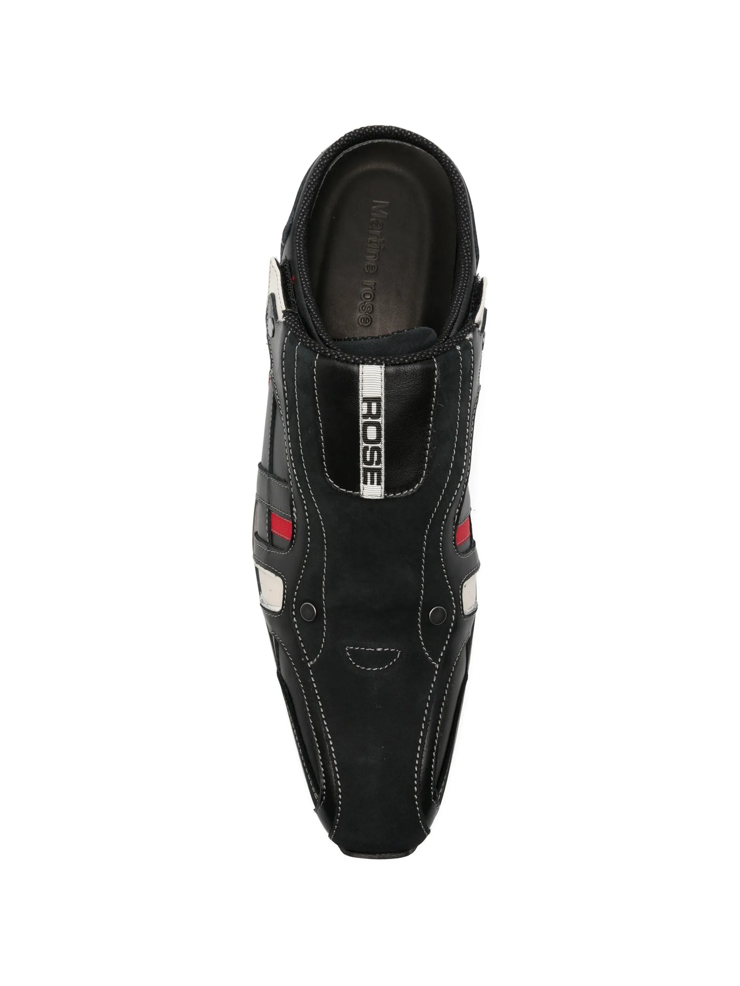 panelled leather mules