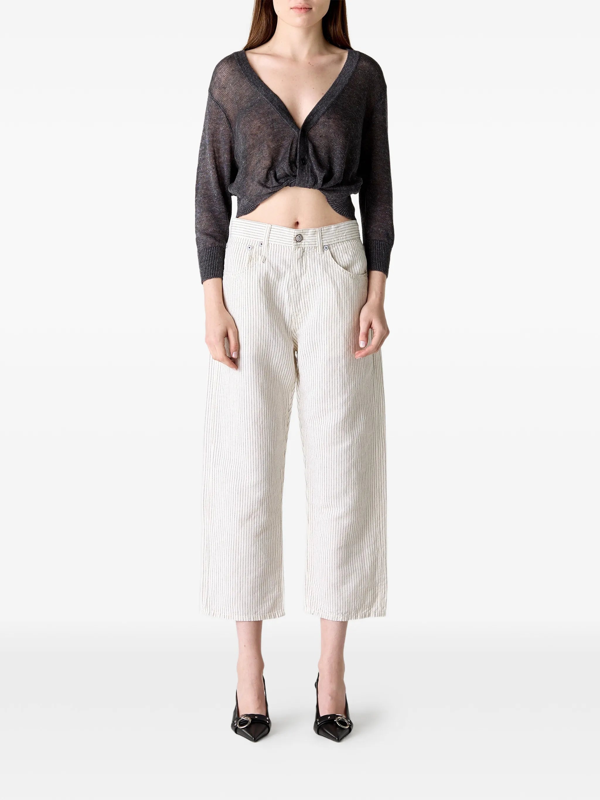 X Boyfriend pinstripe-pattern five-pocket boyfriend jeans