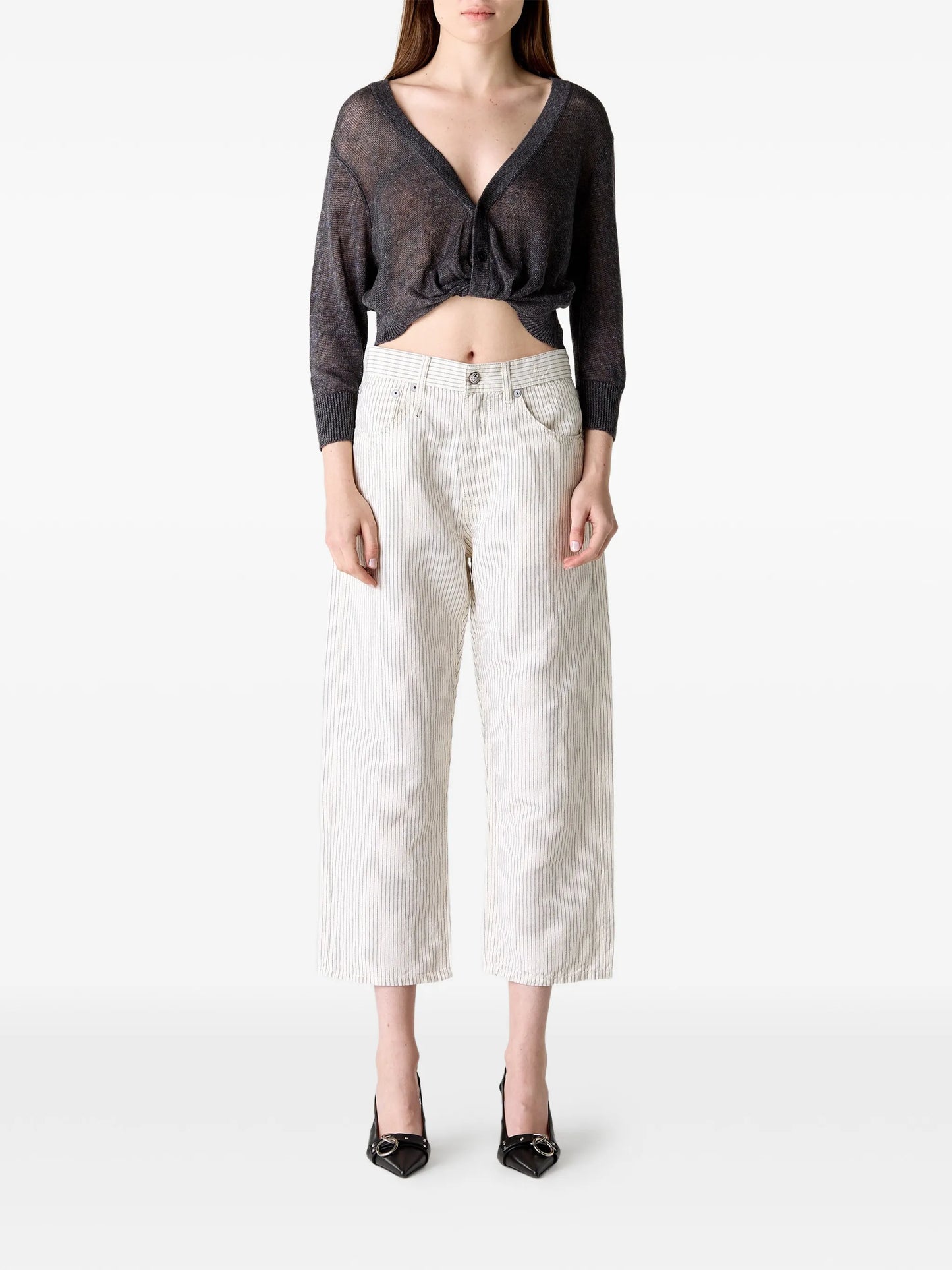 X Boyfriend pinstripe-pattern five-pocket boyfriend jeans