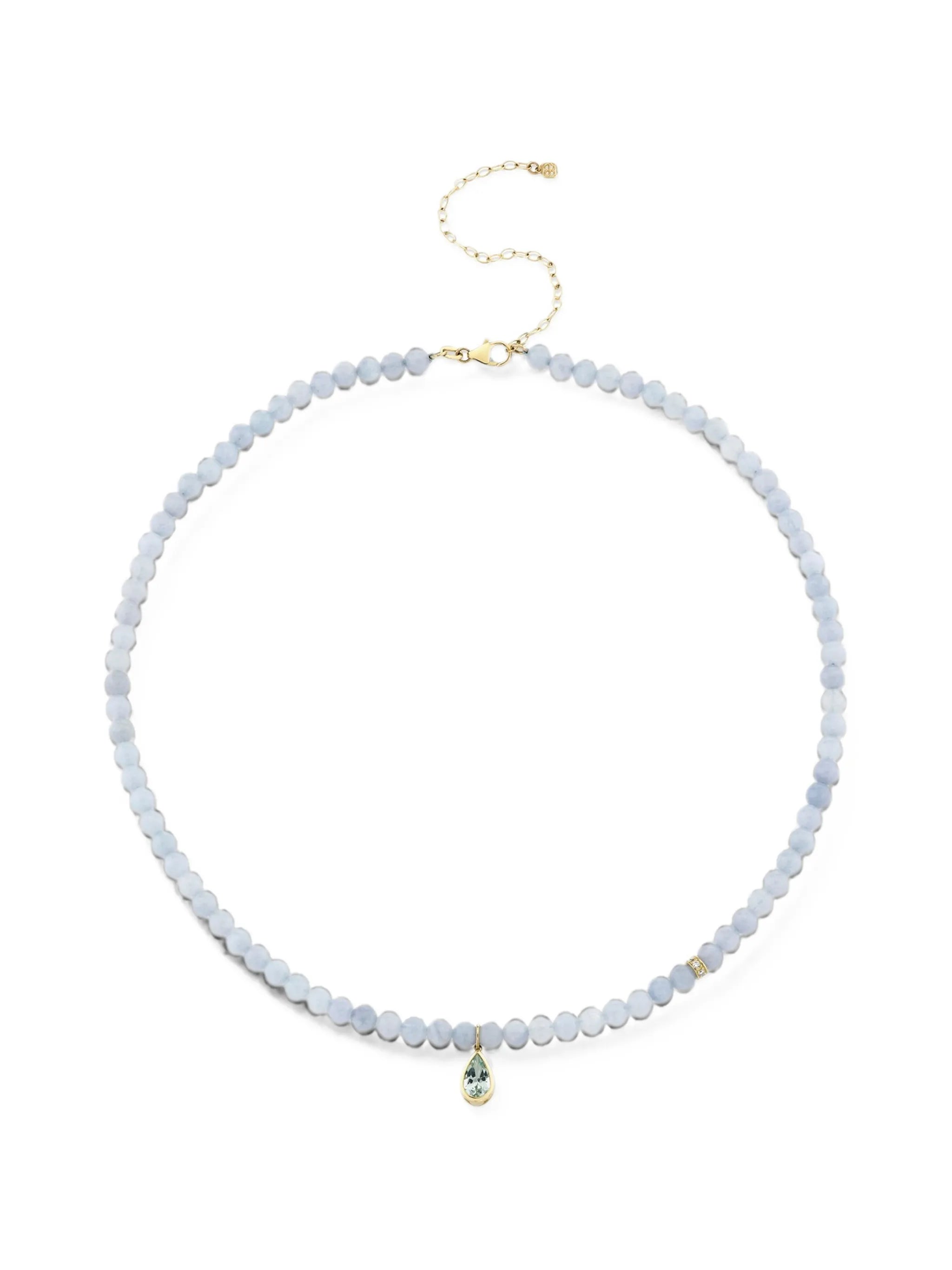 Icon mounting aquamarine and diamond necklace
