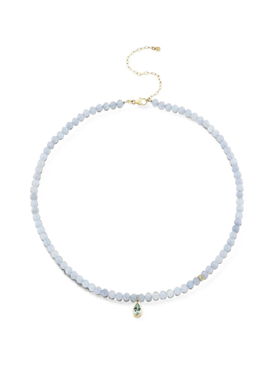Icon mounting aquamarine and diamond necklace