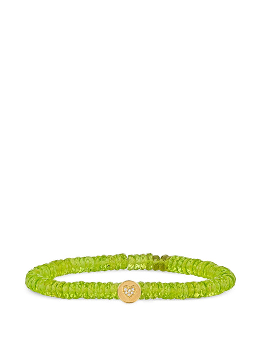 peridot and diamond heart-charm bracelet