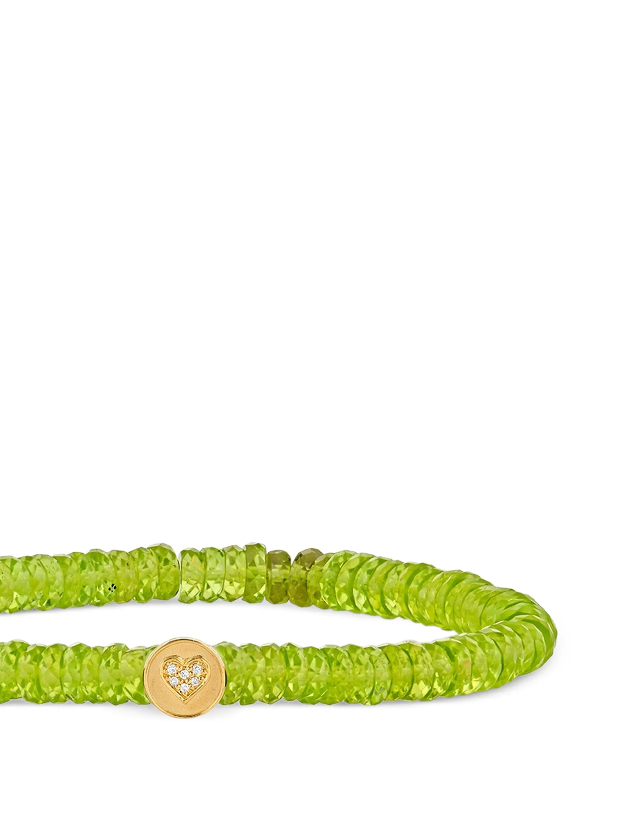 peridot and diamond heart-charm bracelet