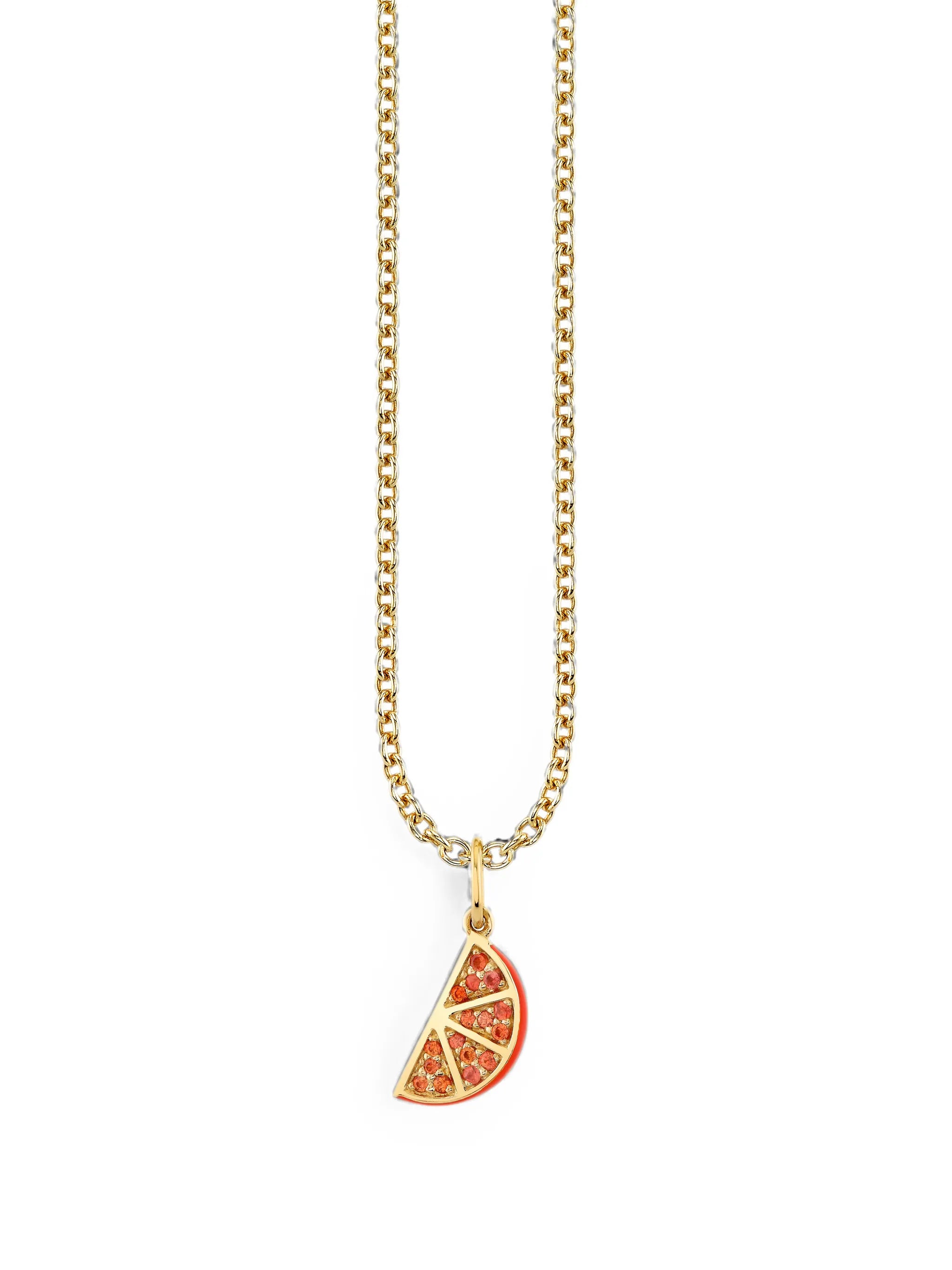 orange-motif sapphire necklace