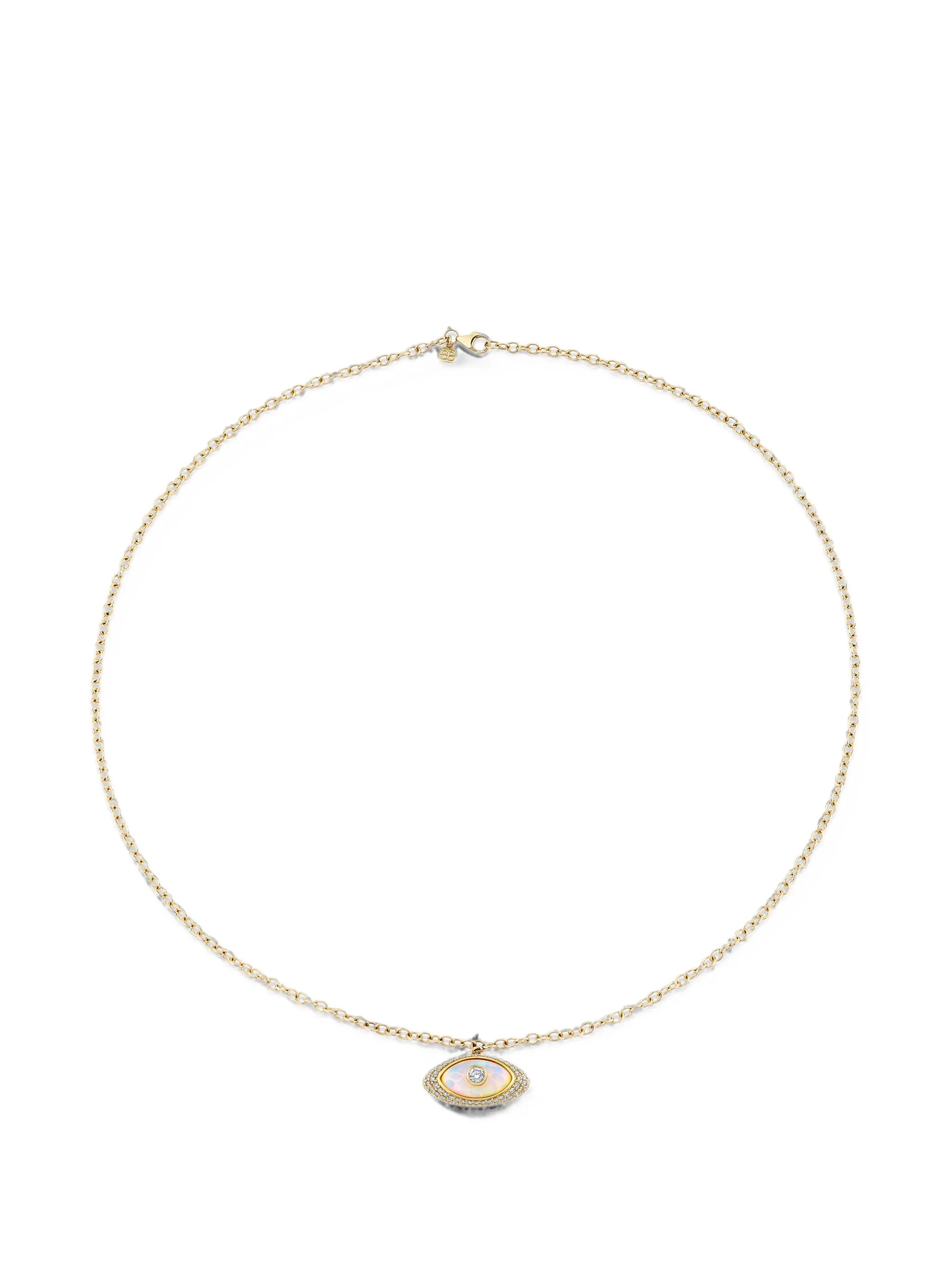 Evil Eye opal and diamond necklace