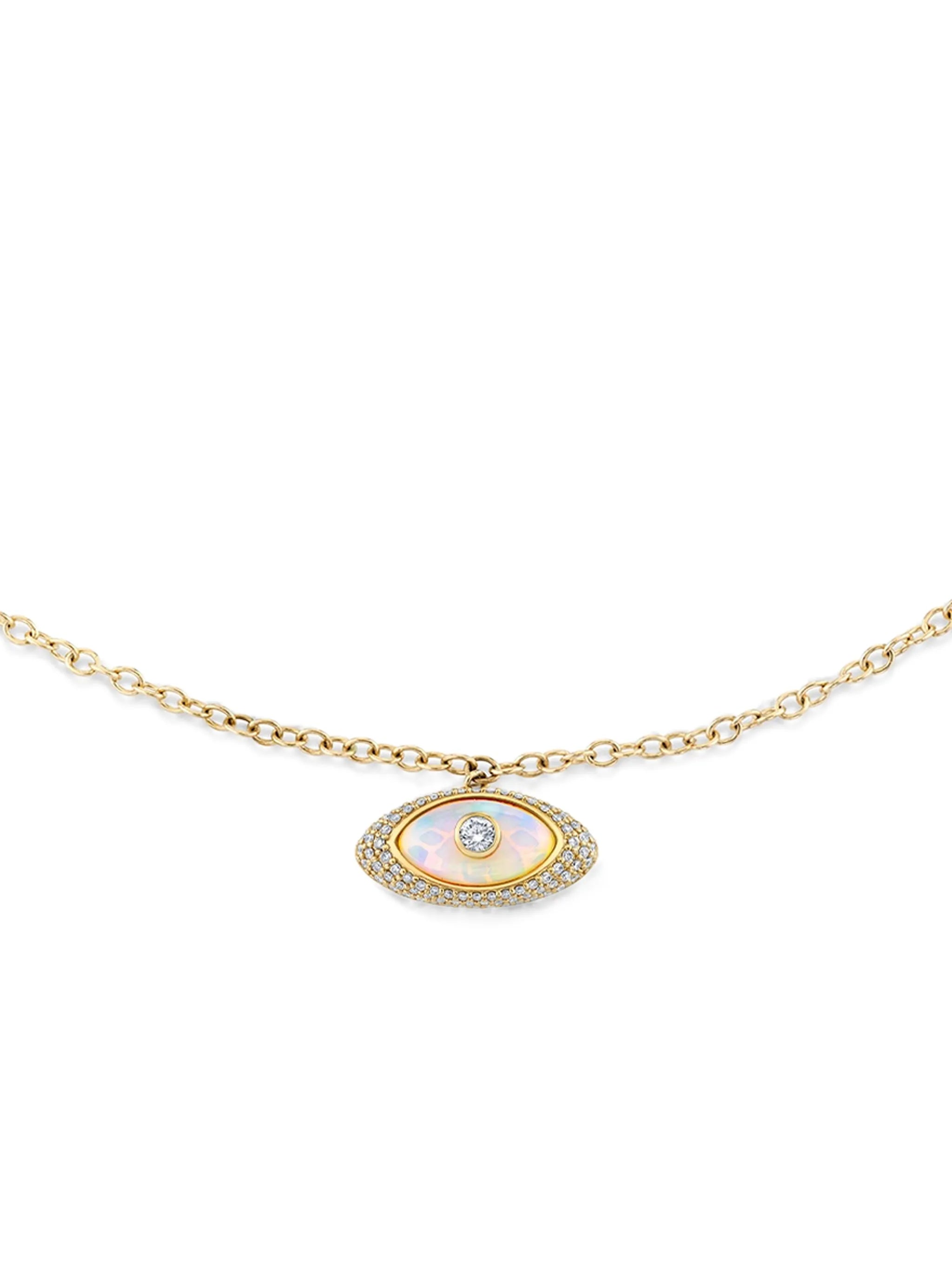 Evil Eye opal and diamond necklace
