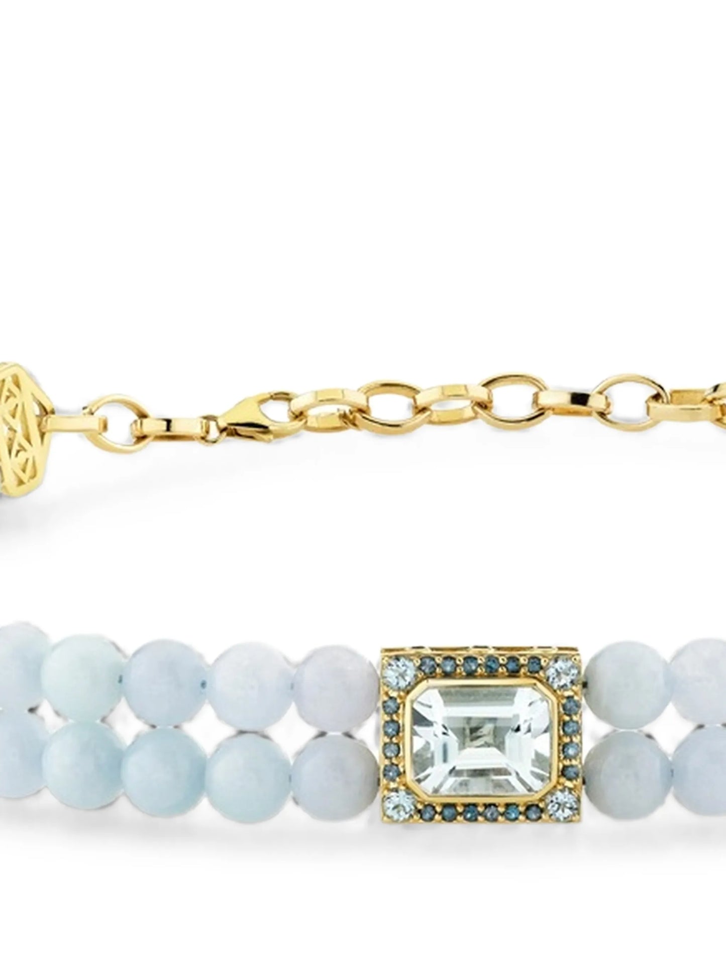 aquamarine and emerald-cut beaded necklace