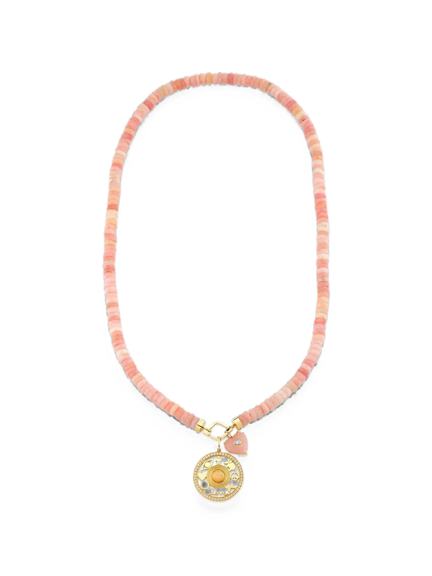 pink opal and diamond necklace