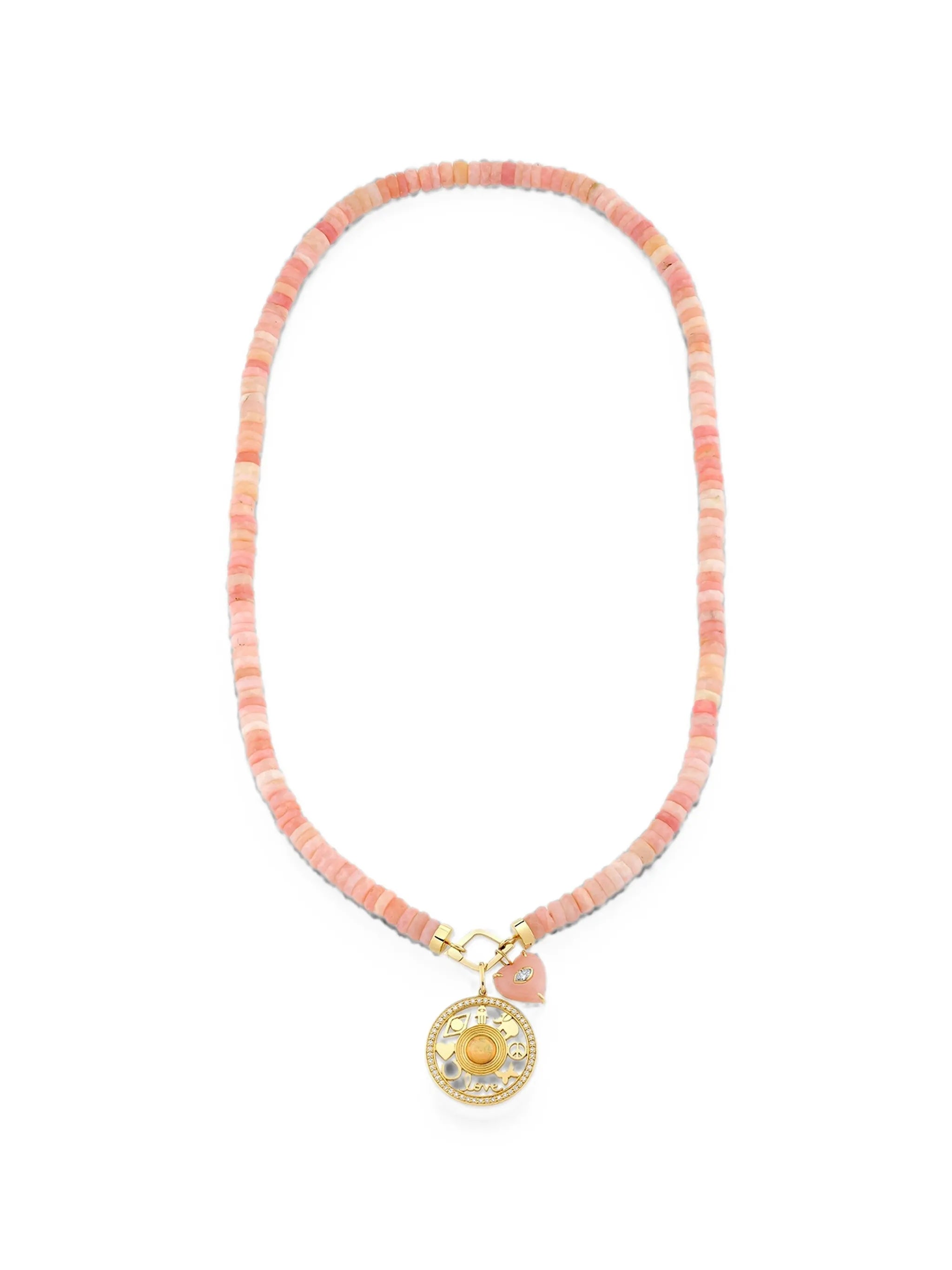 pink opal and diamond necklace