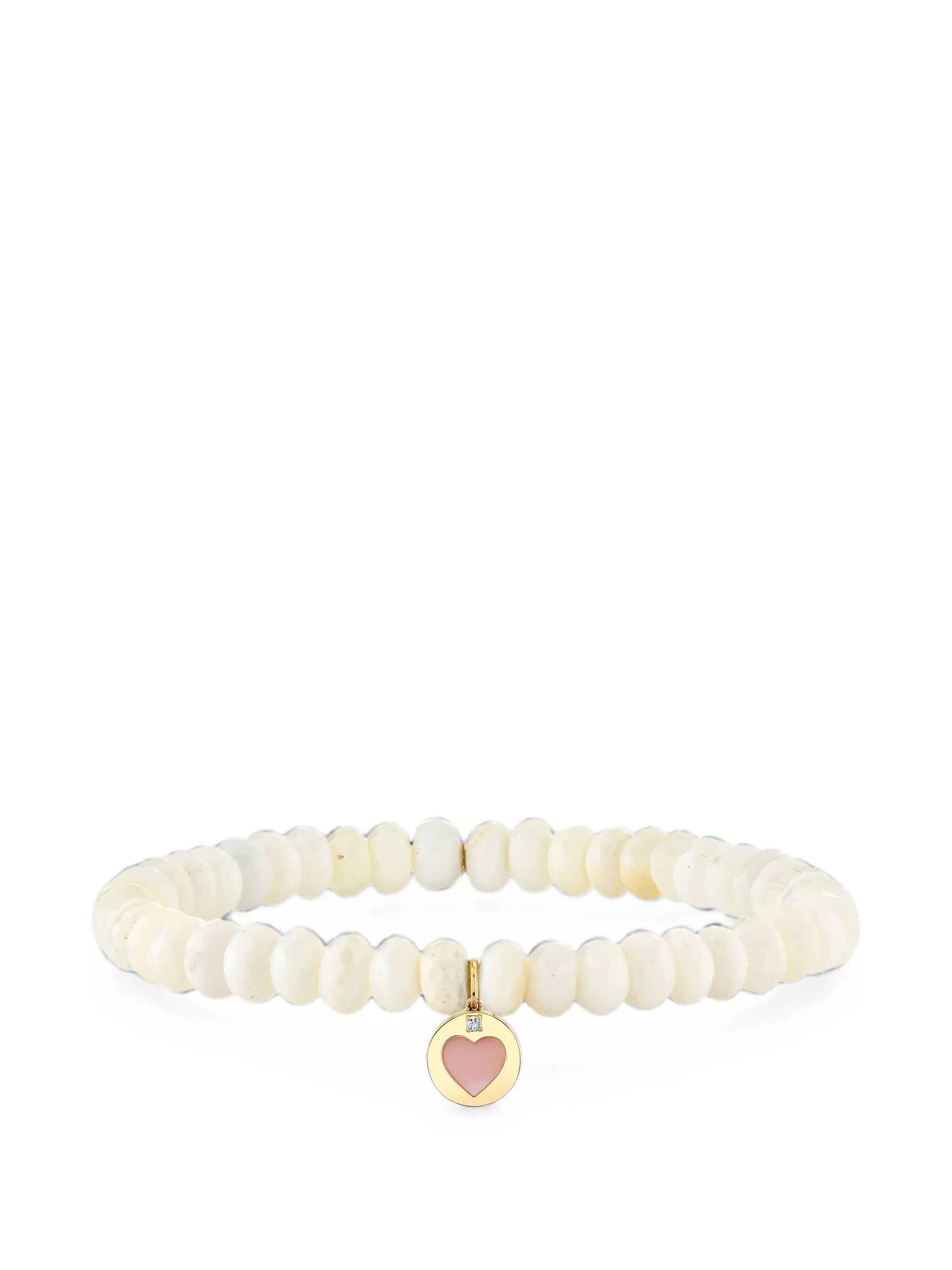 mother-of-pearl and diamond heart bracelet