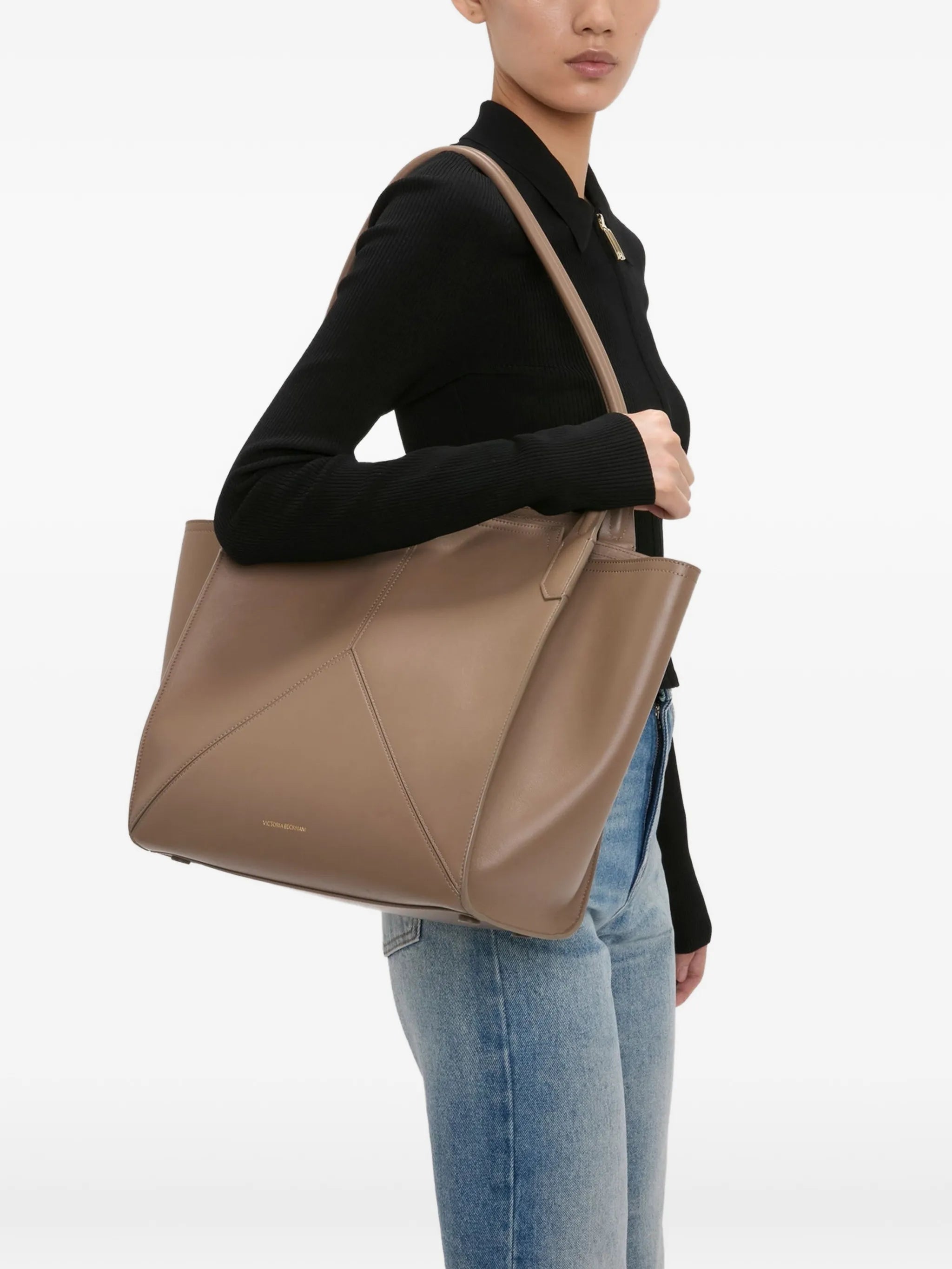Victoria panelled leather tote bag