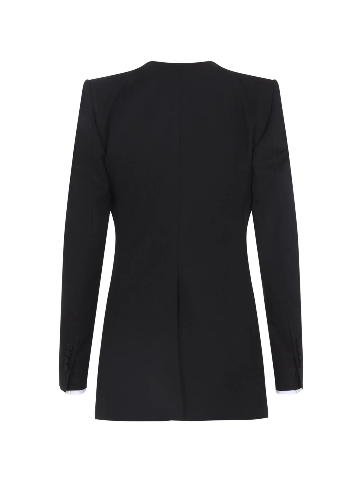 collarless wool silk jacket