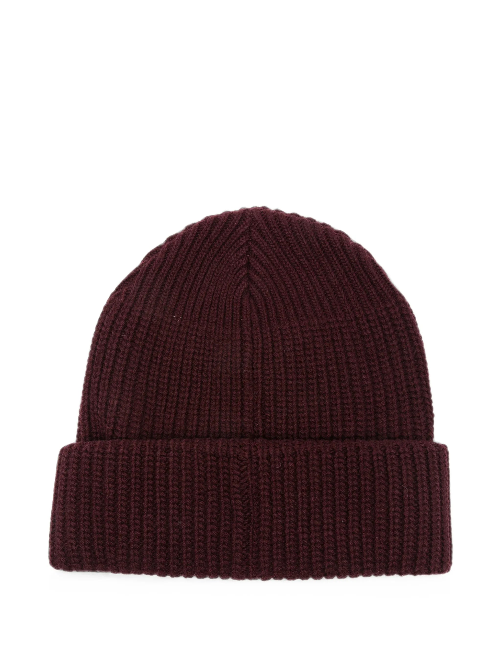 Orb-embroidered ribbed-knit beanie hat