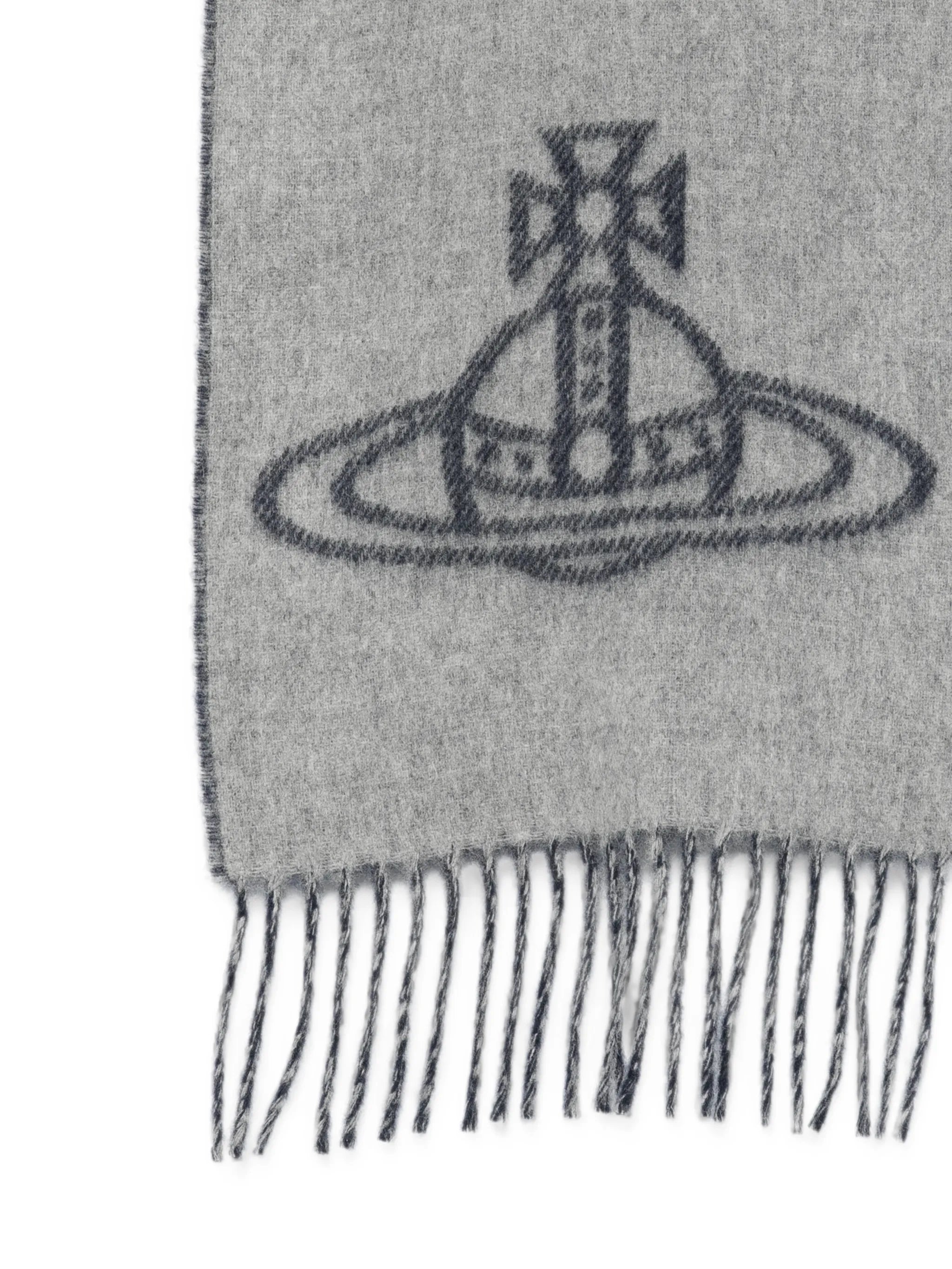 Orb-logo fringed scarf