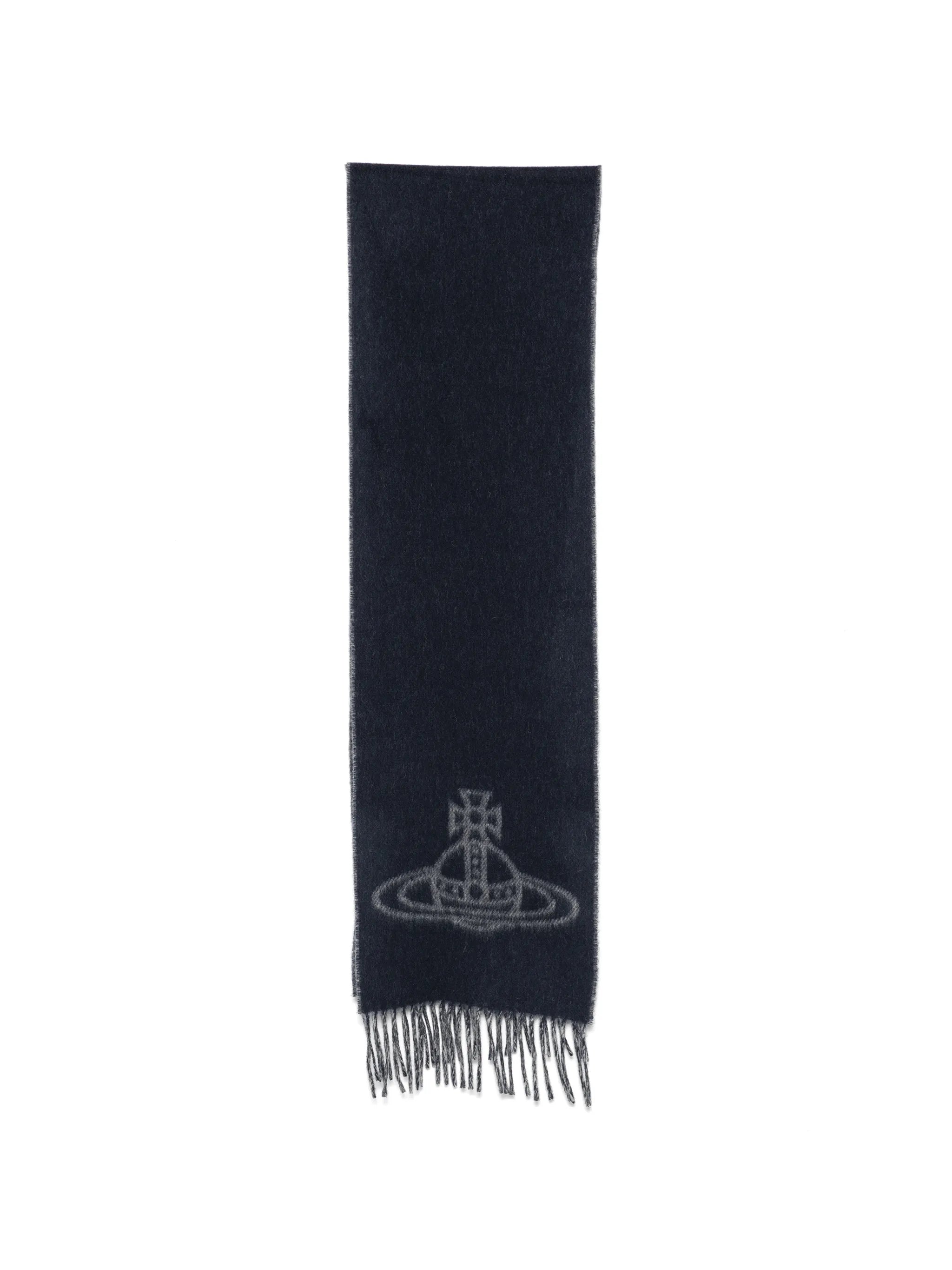 Orb-logo fringed scarf