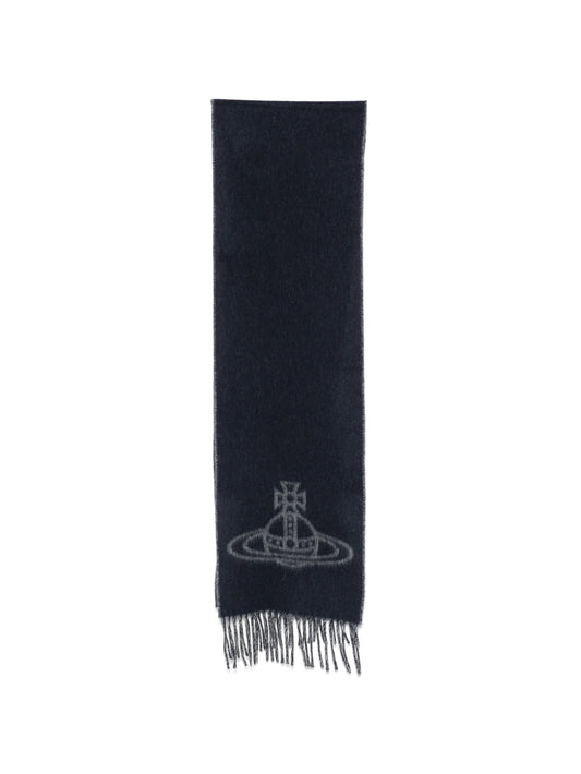 Orb-logo fringed scarf