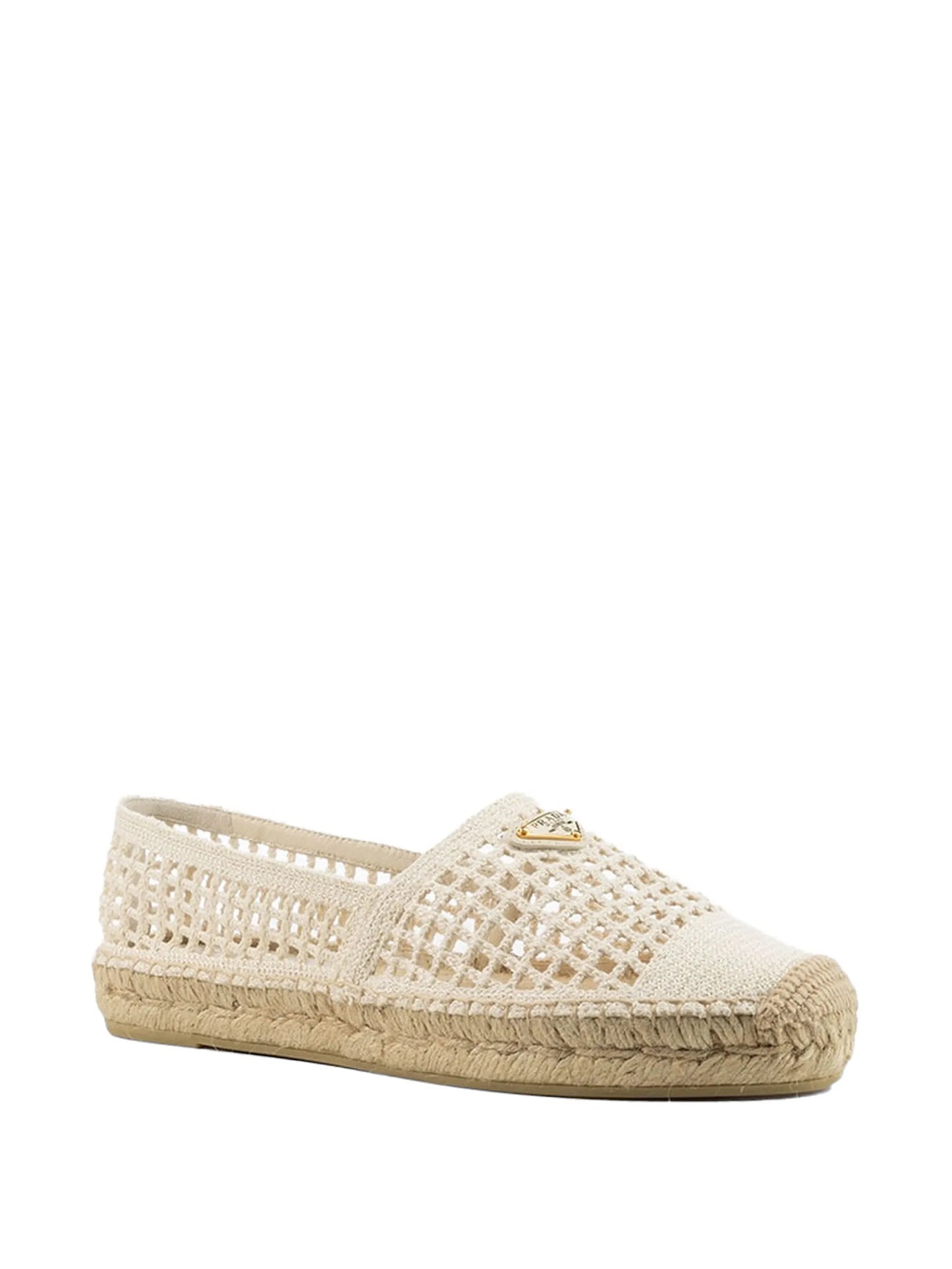 crochet-knit logo-plaque espadrilles