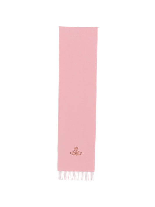 Orb-embroidered fringed scarf
