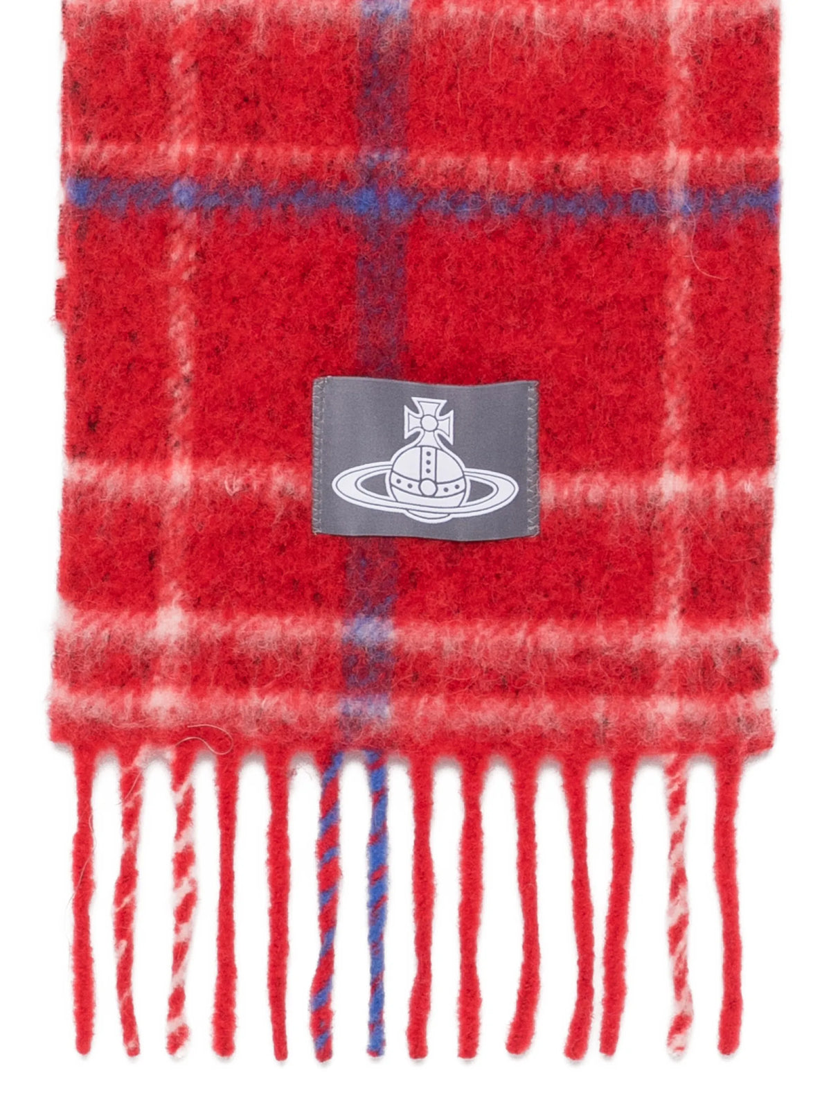 tartan-check fringed scarf