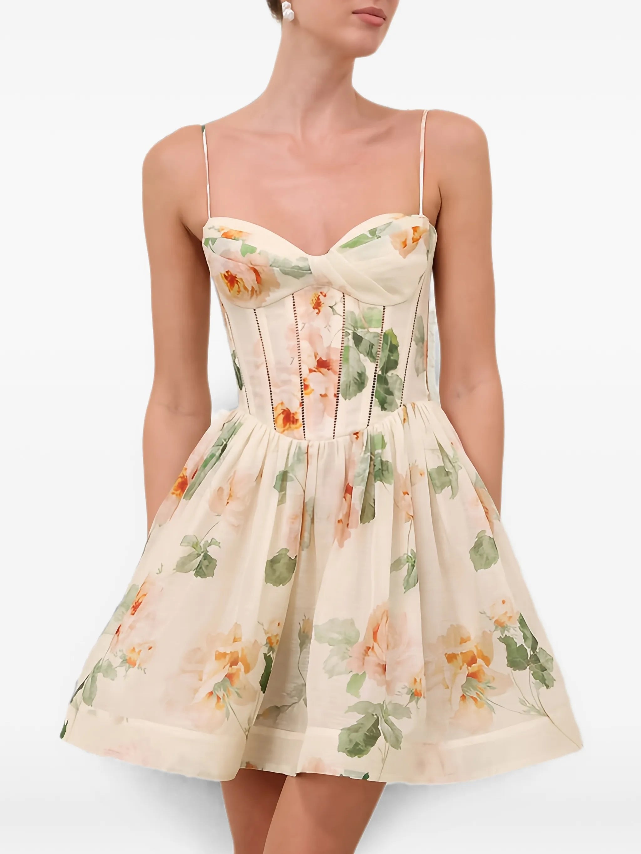 Carousel floral-print mini dress
