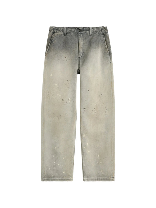 paint-splatter faded jeans