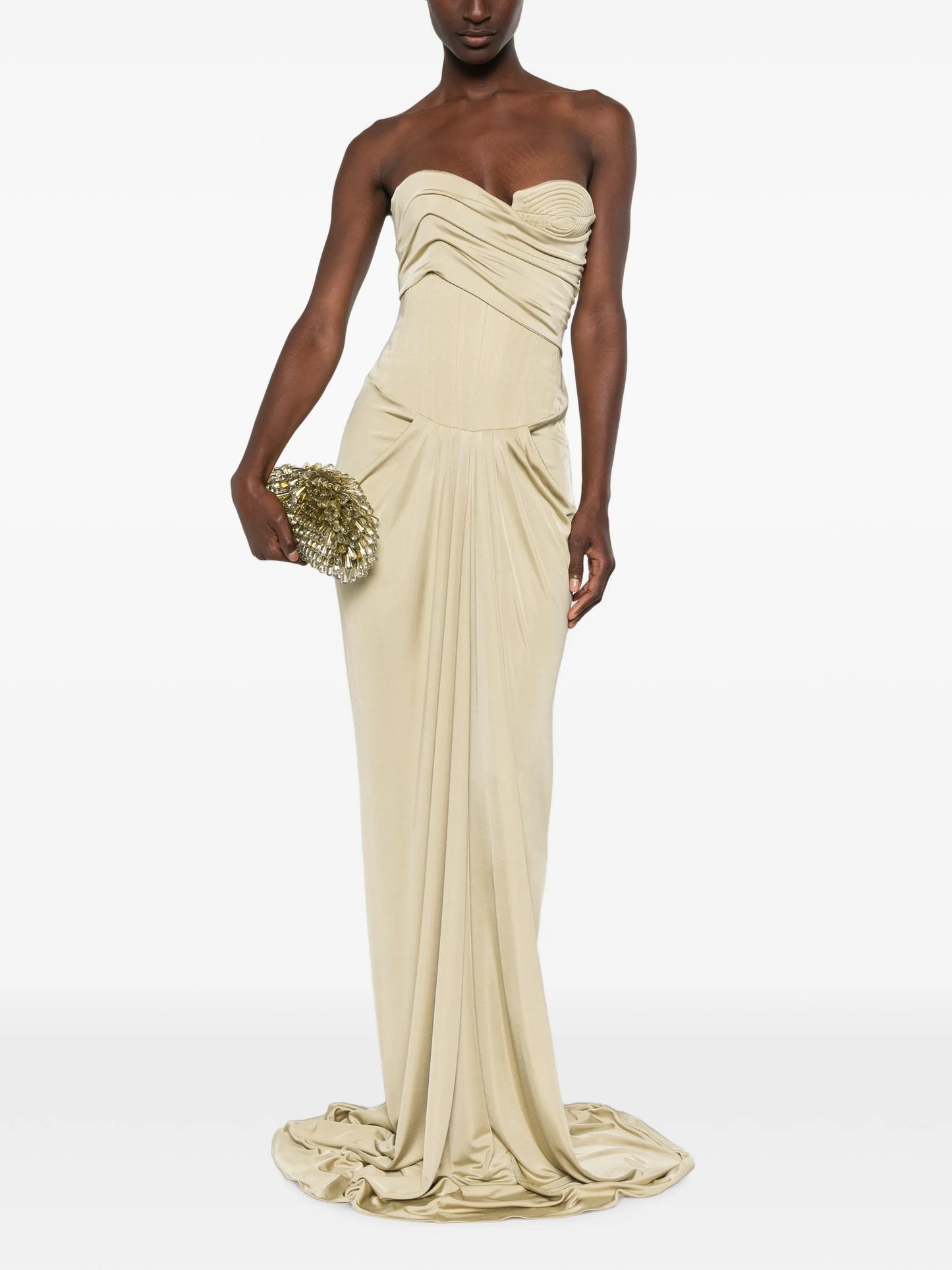 draped-corset maxi dress