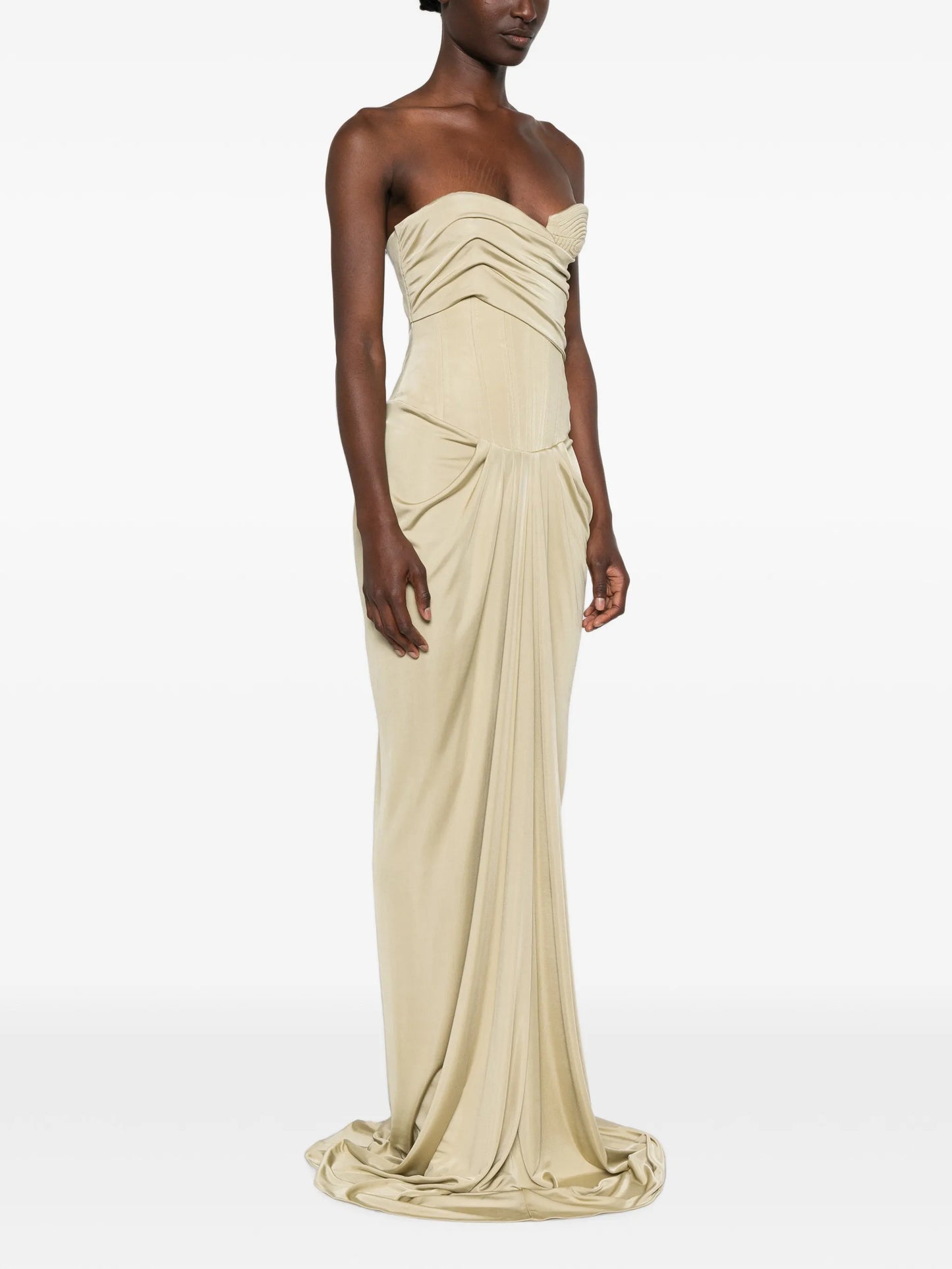 draped-corset maxi dress