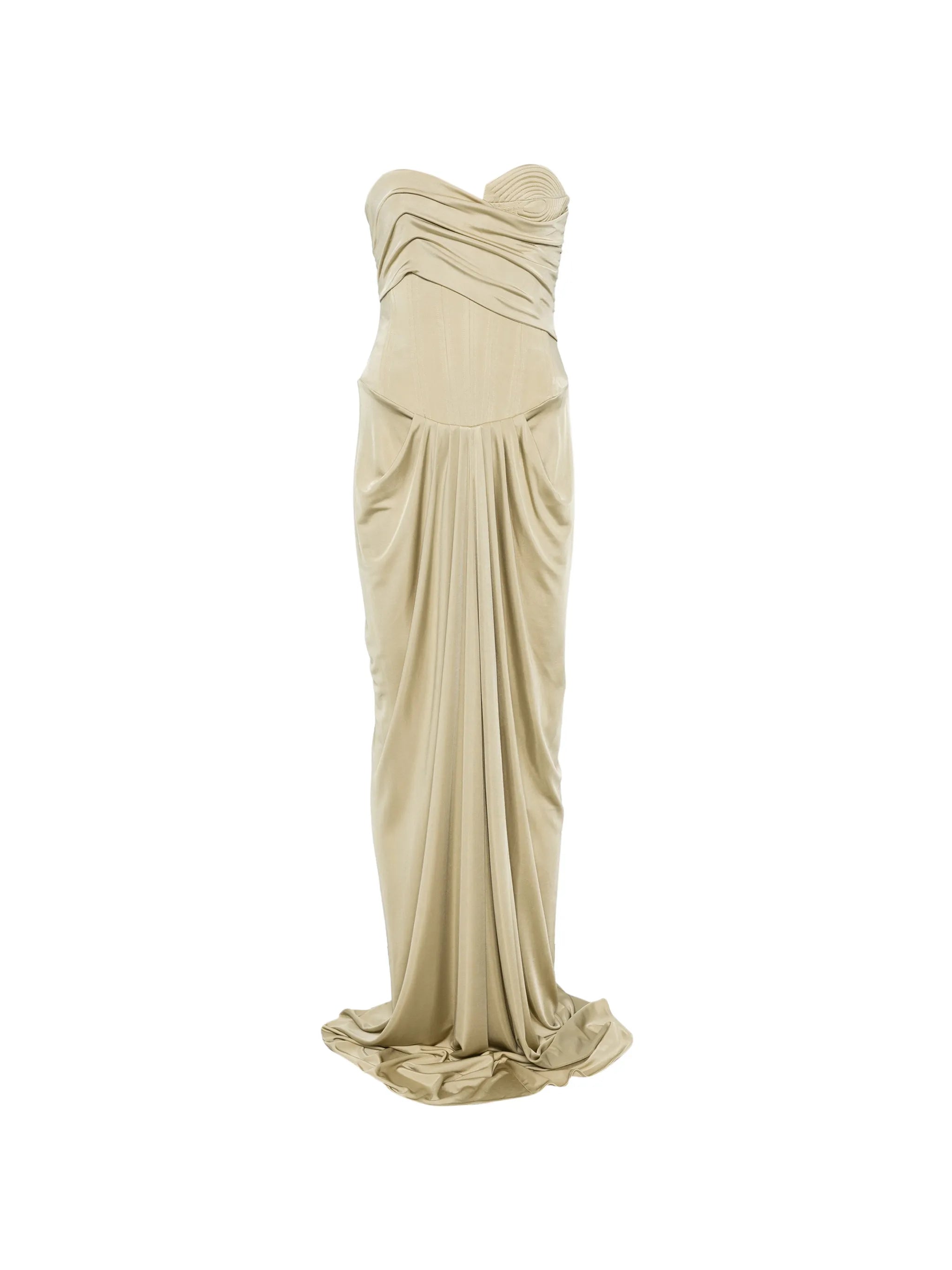 draped-corset maxi dress