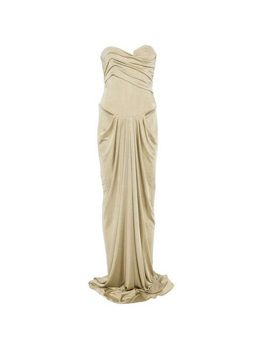 draped-corset maxi dress