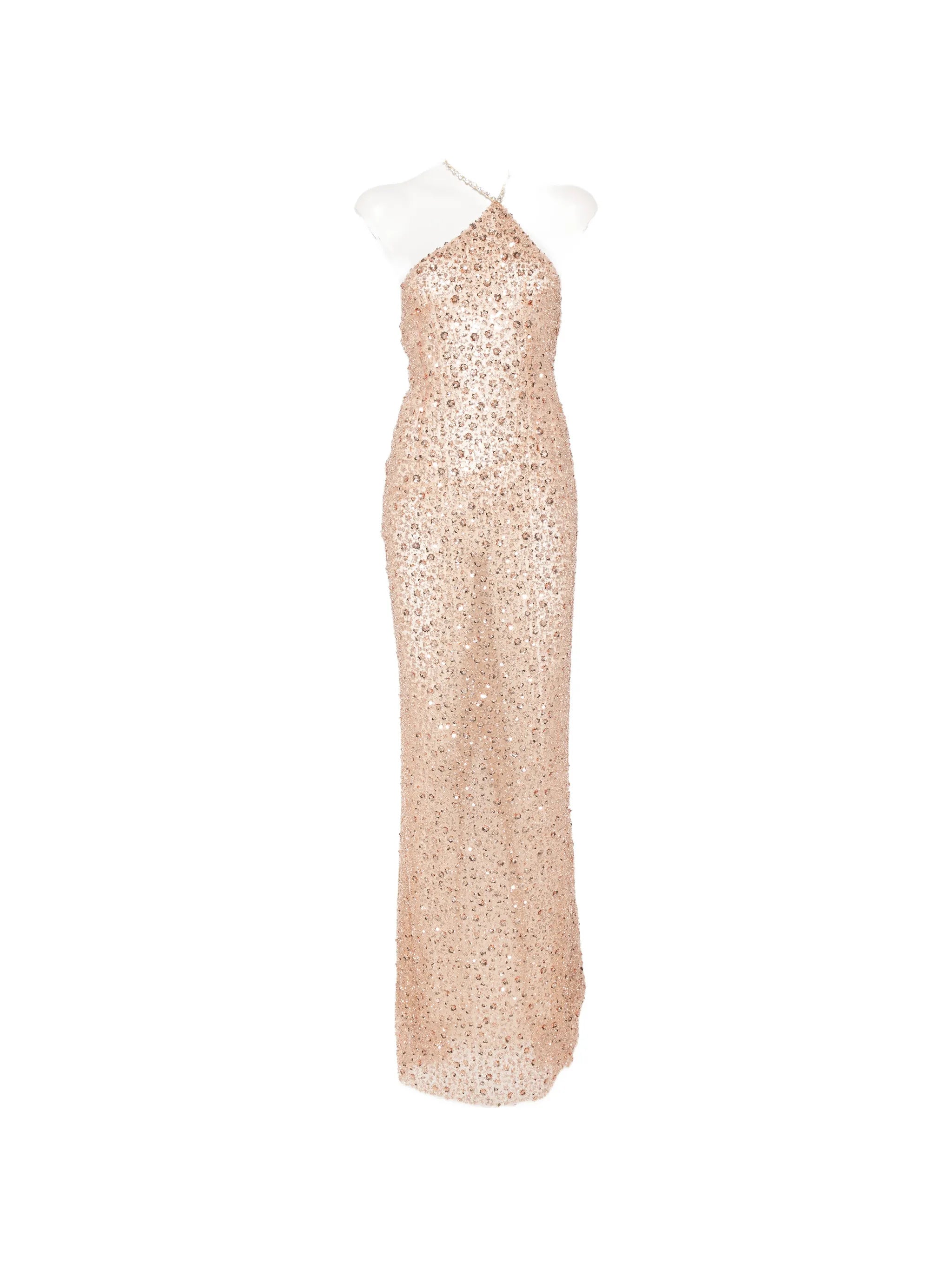 sequin-embellished halterneck maxi dress