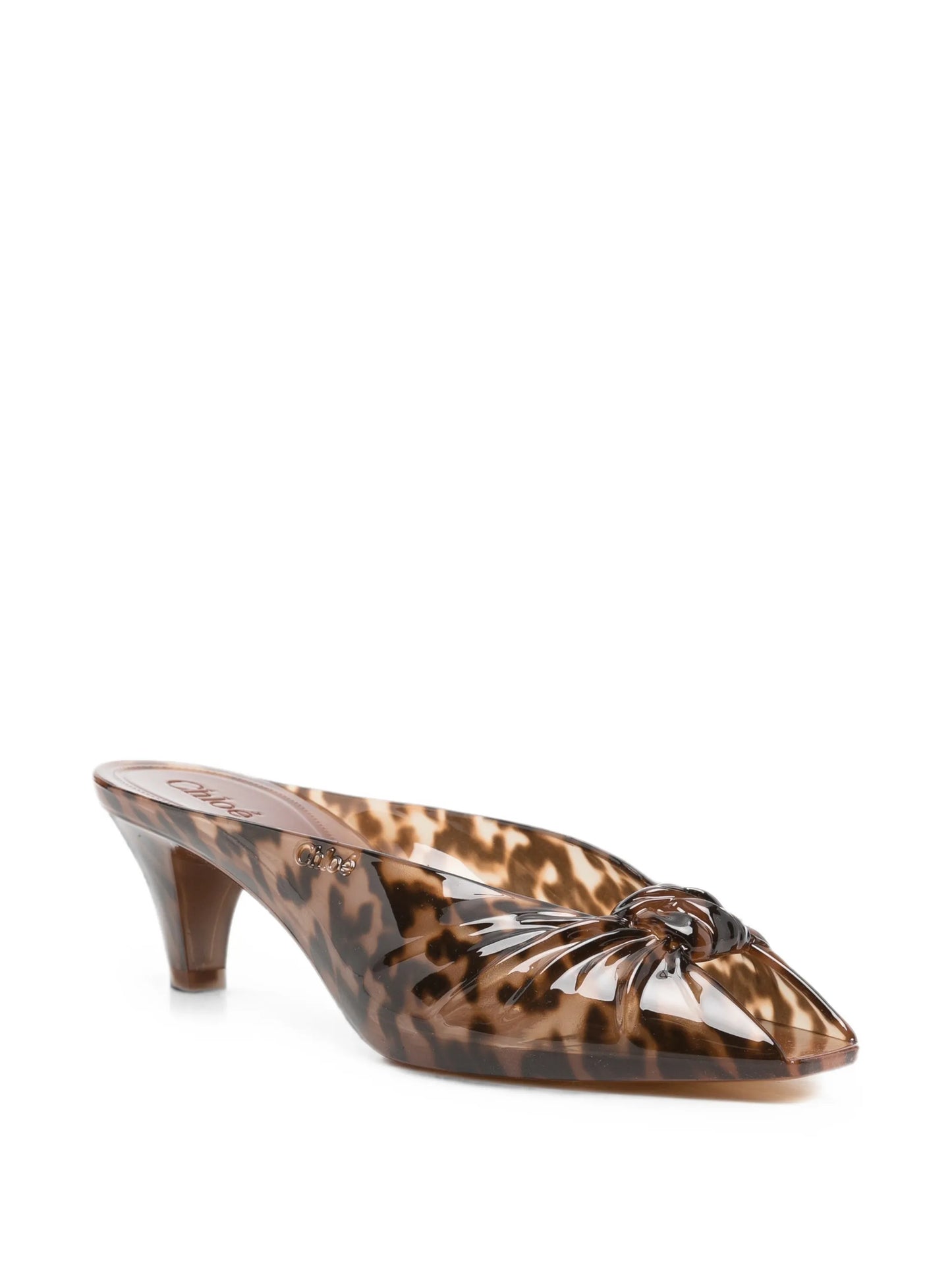 Jelly leopard-print knotted mules